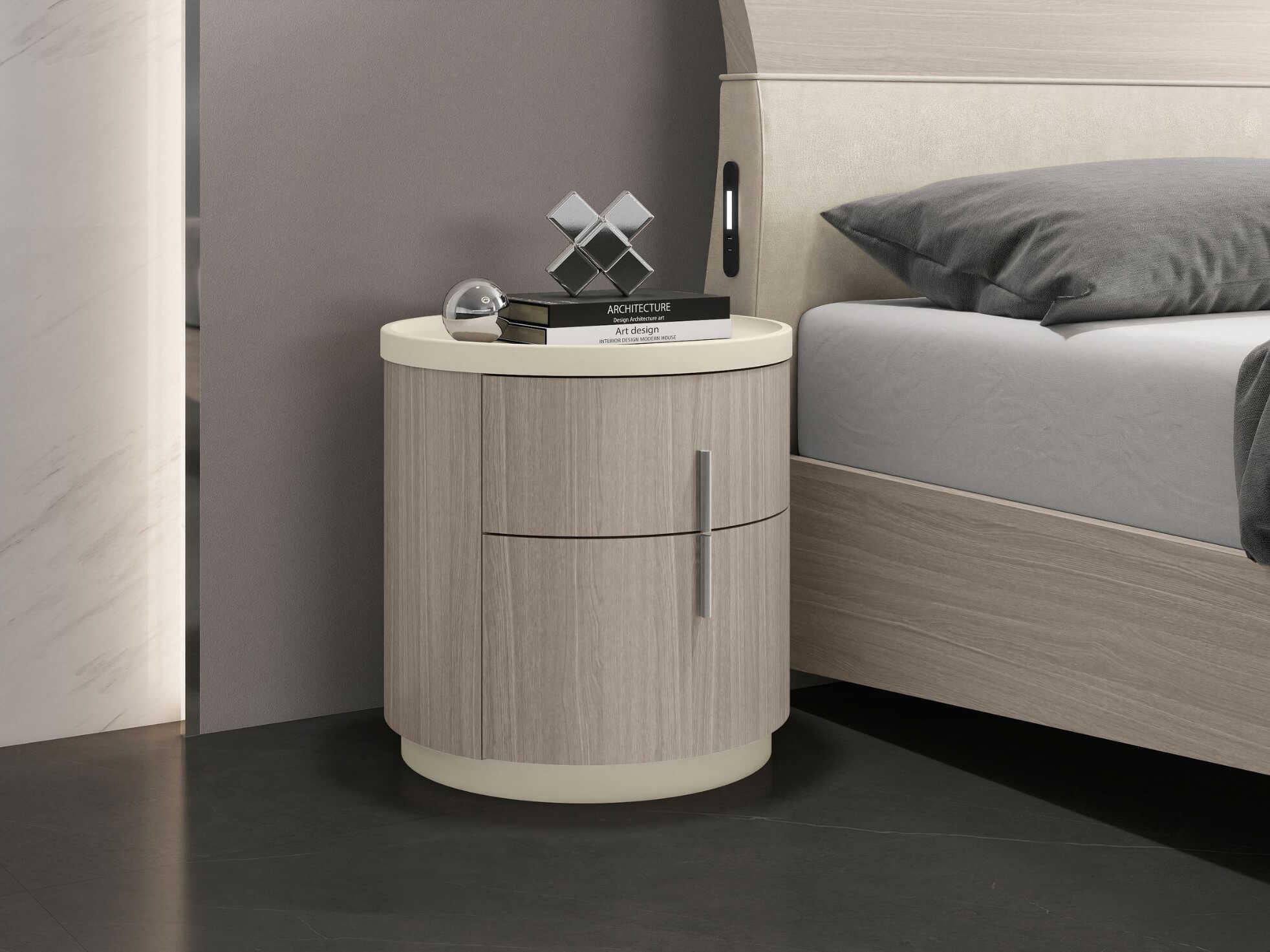 Whiteline Modern Living Celine 2-Drawers Oak Wood Nightstand