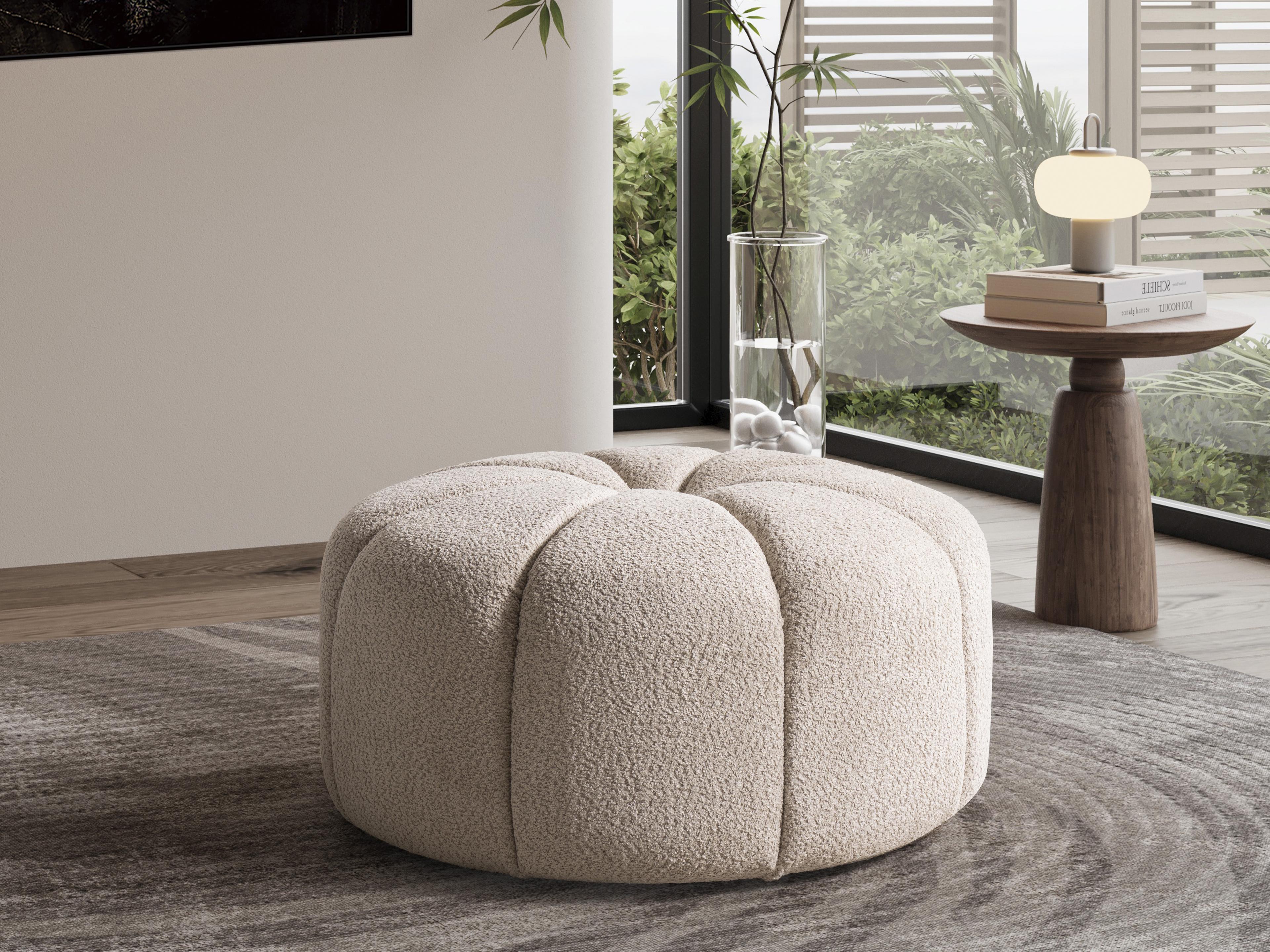 Whiteline Modern Living Lune Taupe Beige Upholstered Ottoman