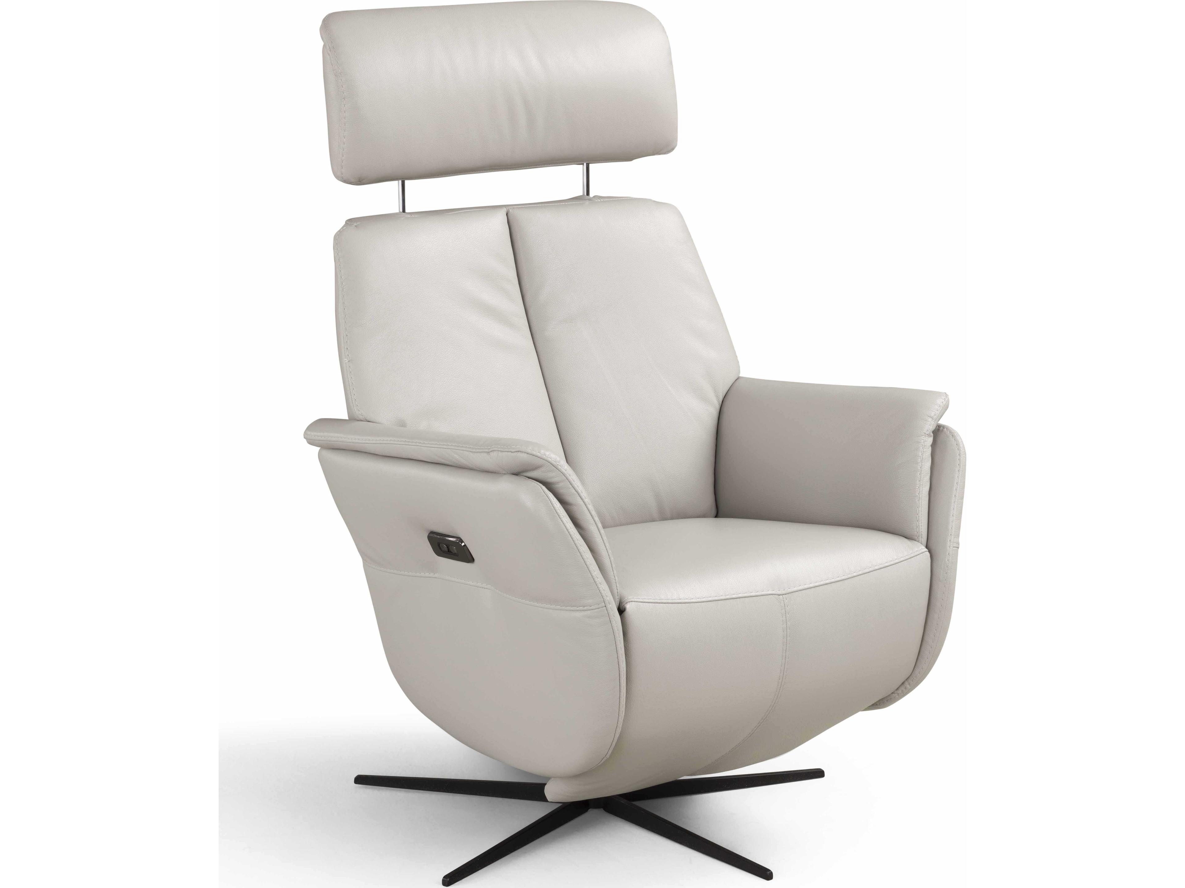 Whiteline Modern Living Beverly Light Grey Leather Recliner