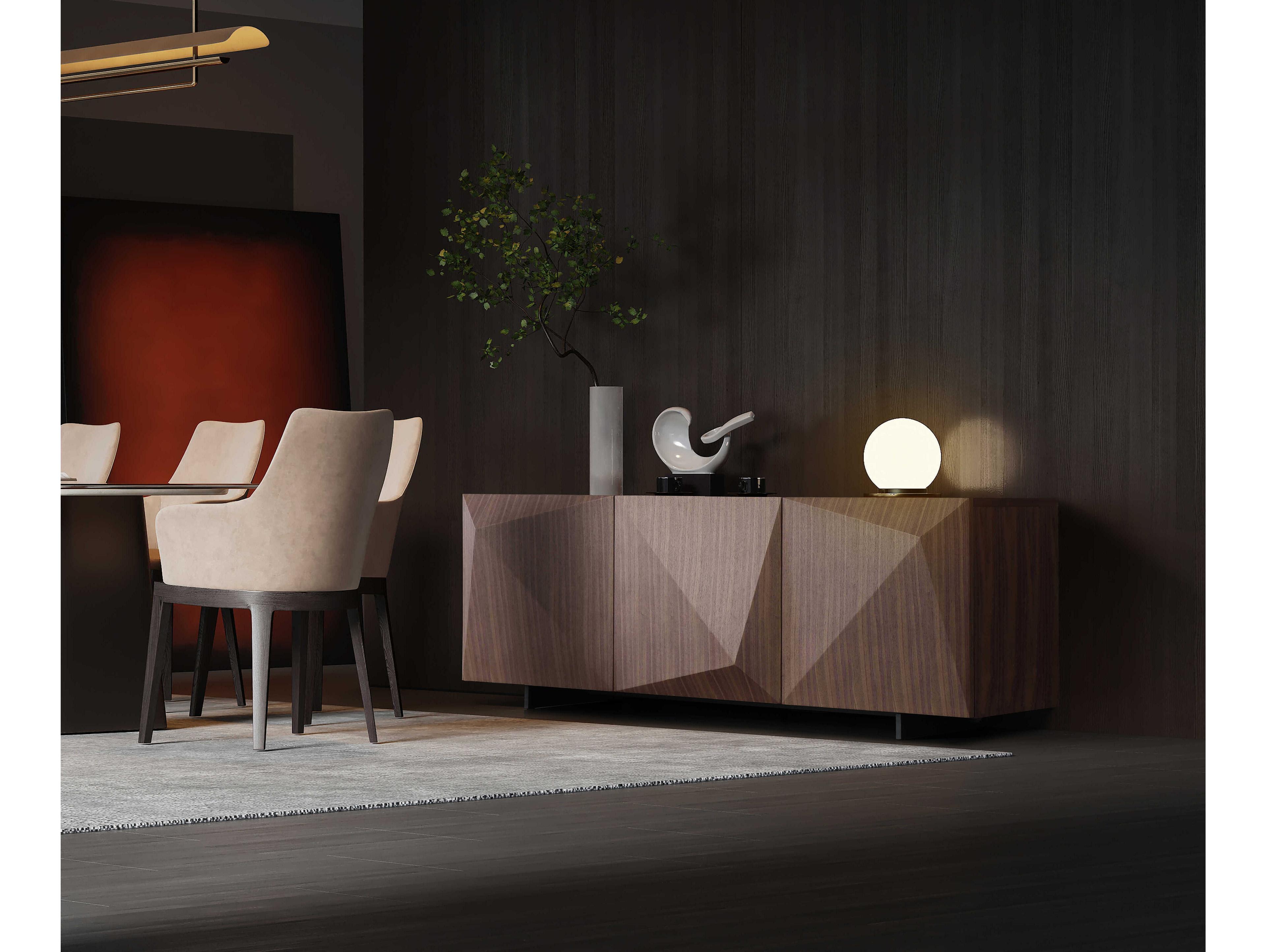 Whiteline Modern Living Geneva 87" Walnut Wood Brown Sideboard