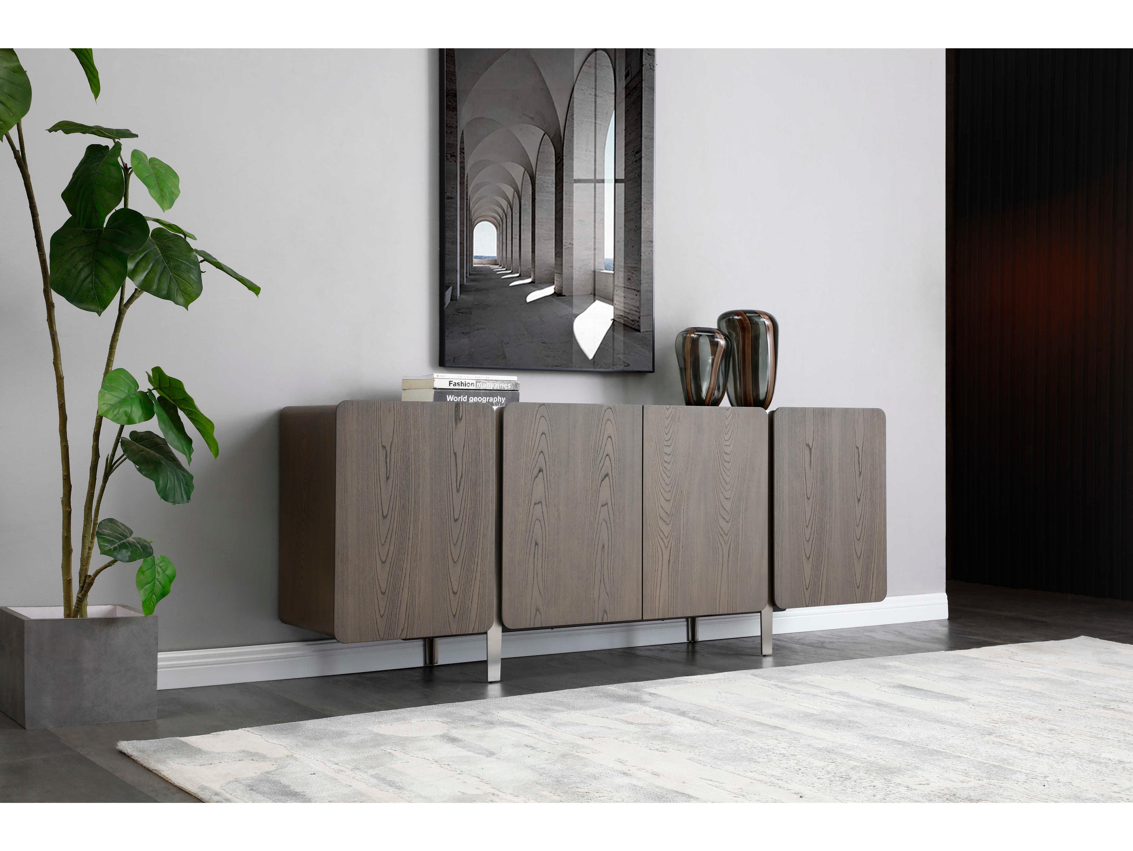 Whiteline Modern Living Elena 79" Ash Wood Grey Sideboard