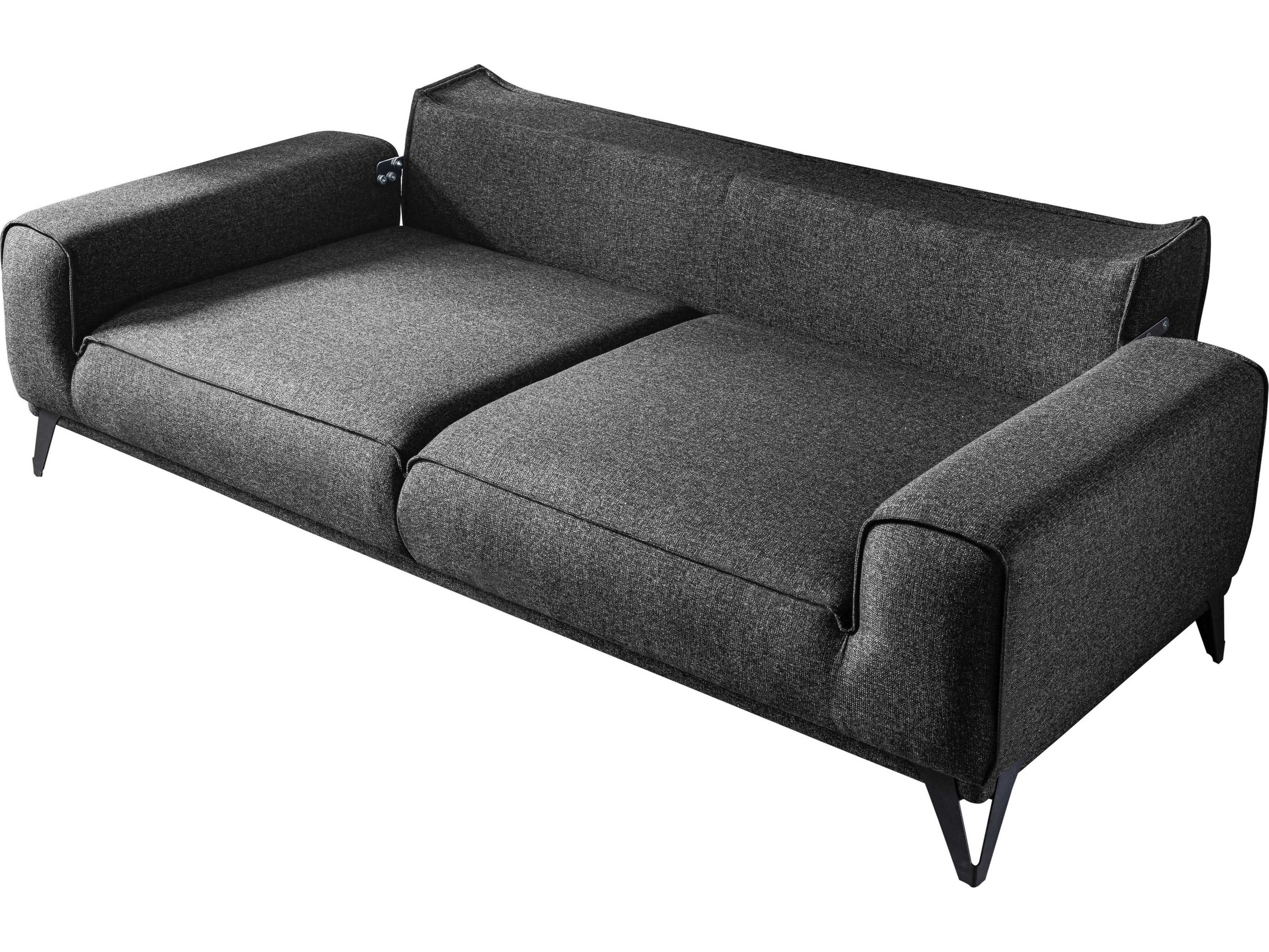 Whiteline Modern Living Bursa Dark Grey Matt Black Upholstered Sofa Bed