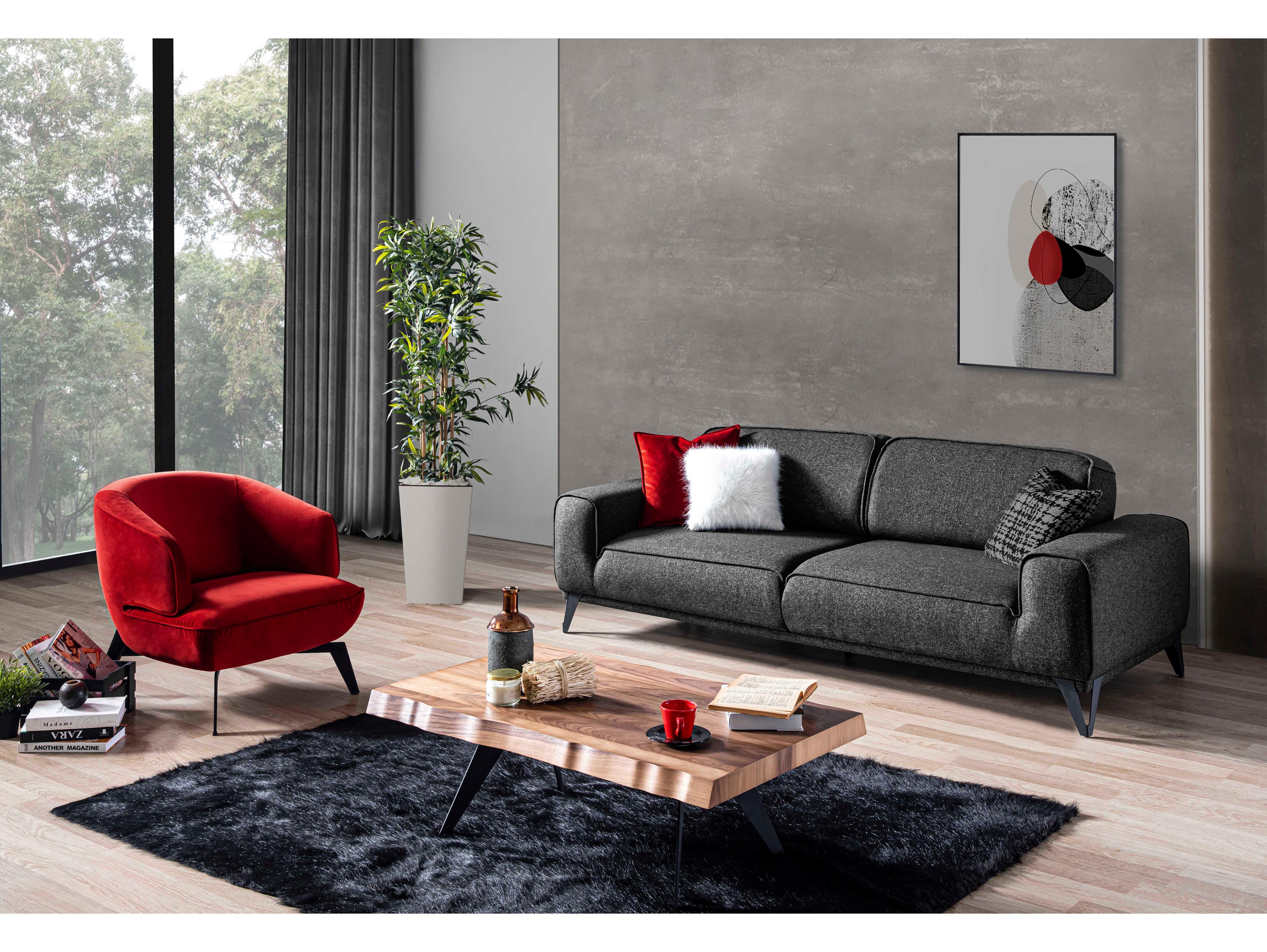 Whiteline Modern Living Bursa Dark Grey Matt Black Upholstered Sofa Bed