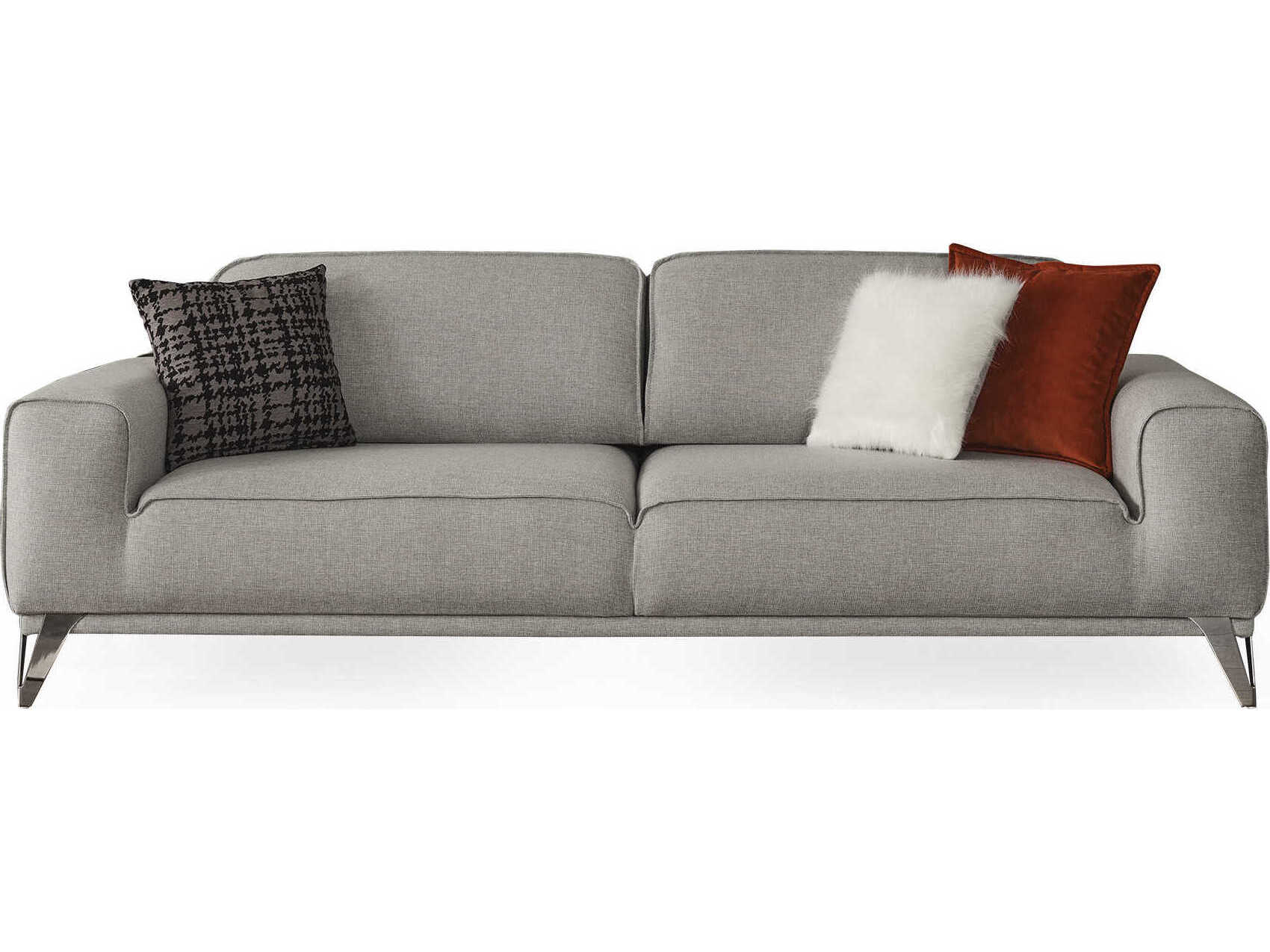 Whiteline Modern Living Bursa Light Grey Silver Nickel Upholstered Sofa Bed