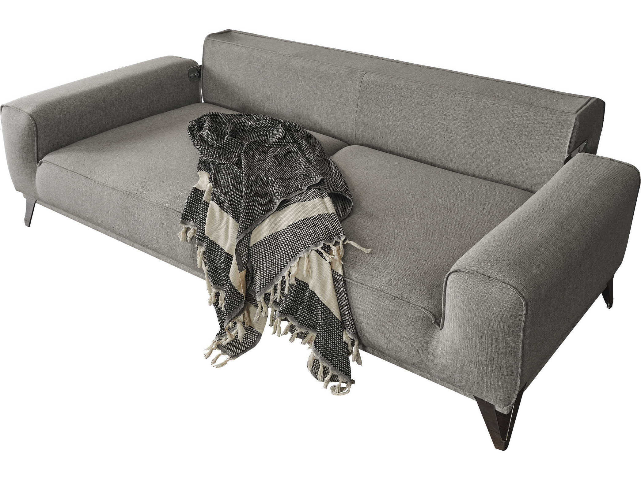 Whiteline Modern Living Bursa Light Grey Silver Nickel Upholstered Sofa Bed