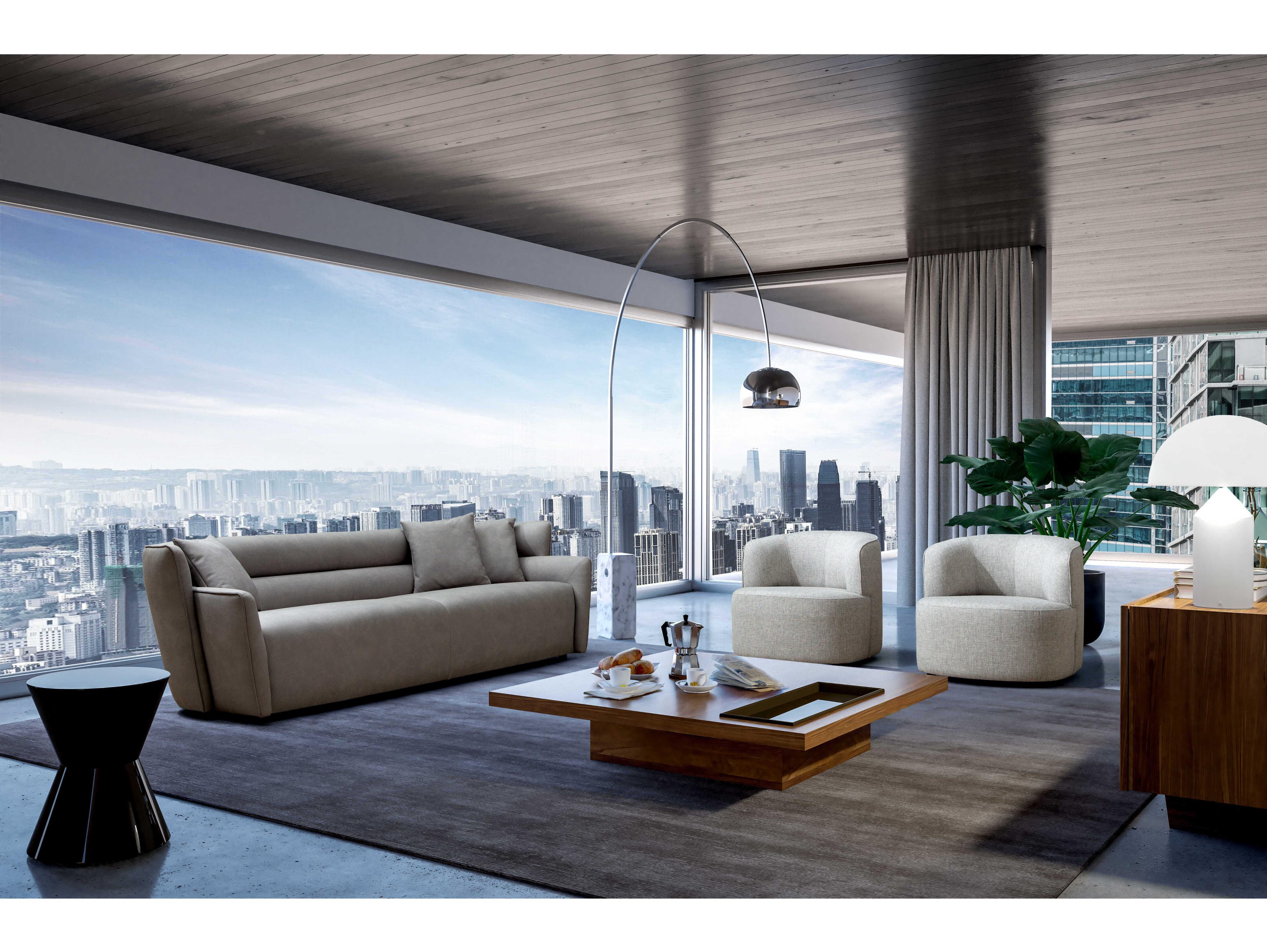 Whiteline Modern Living Boss Grey Black Leather Sofa