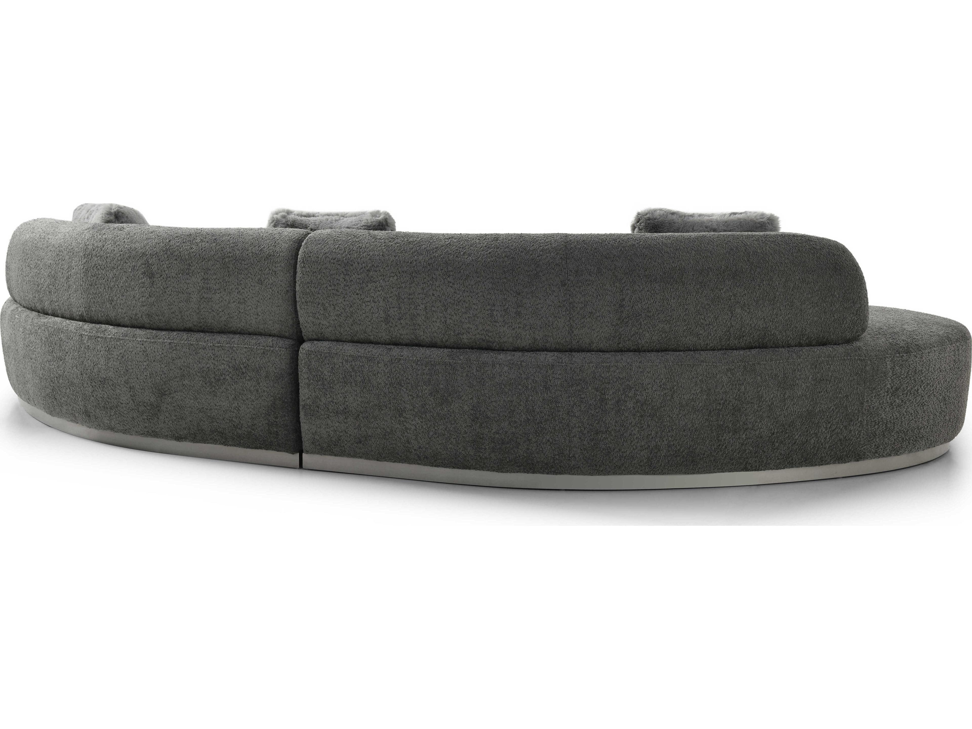Whiteline Modern Living Perla Dark Grey Brushed Silver Upholstered Sofa