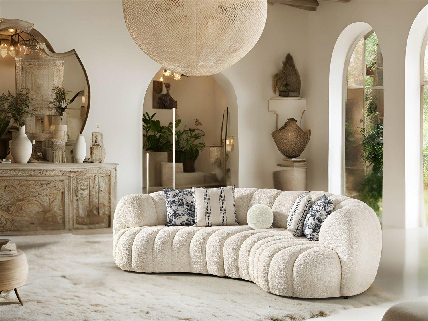 Whiteline Modern Living Rhodes White Upholstered Sofa