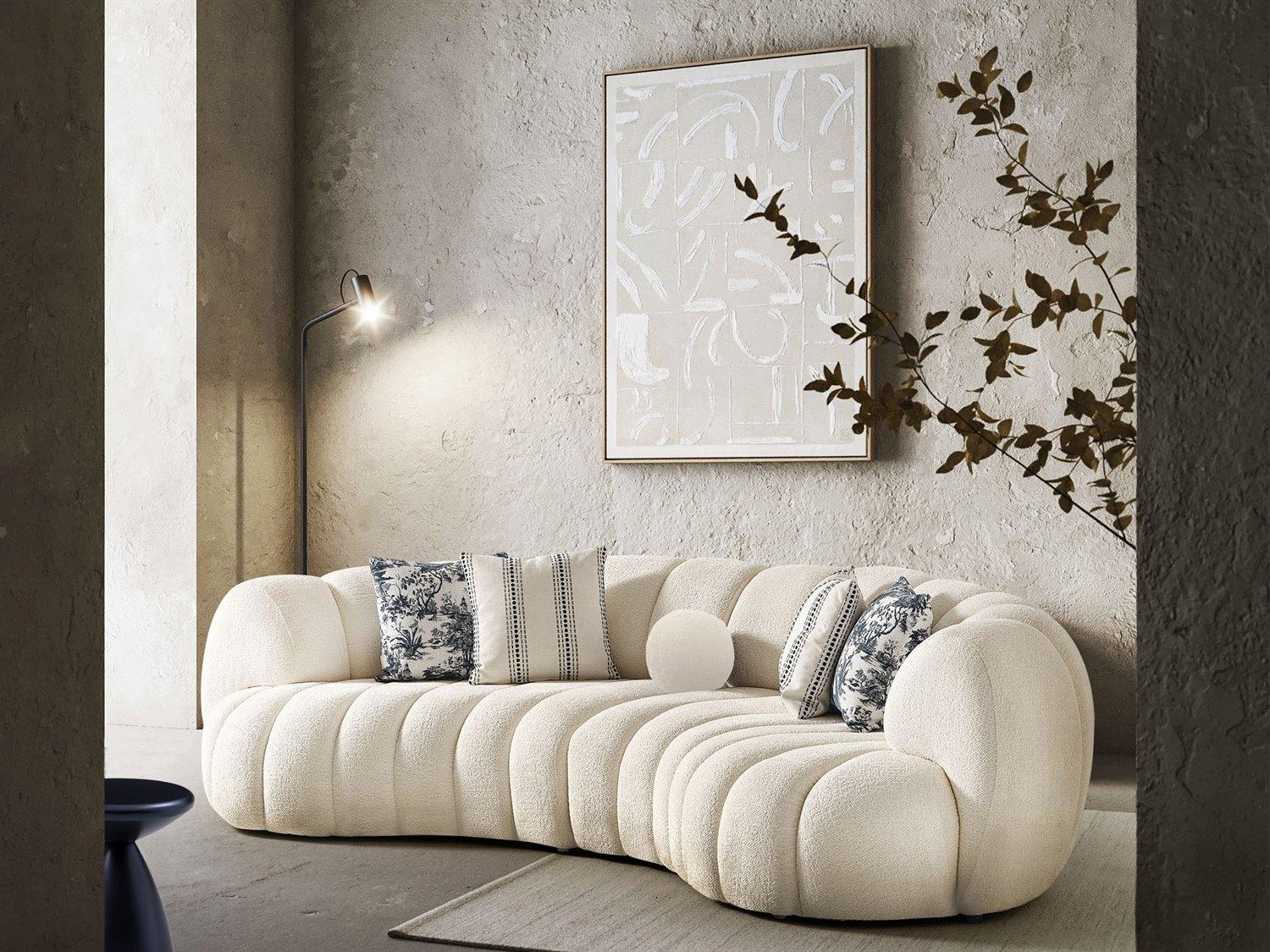Whiteline Modern Living Rhodes White Upholstered Sofa
