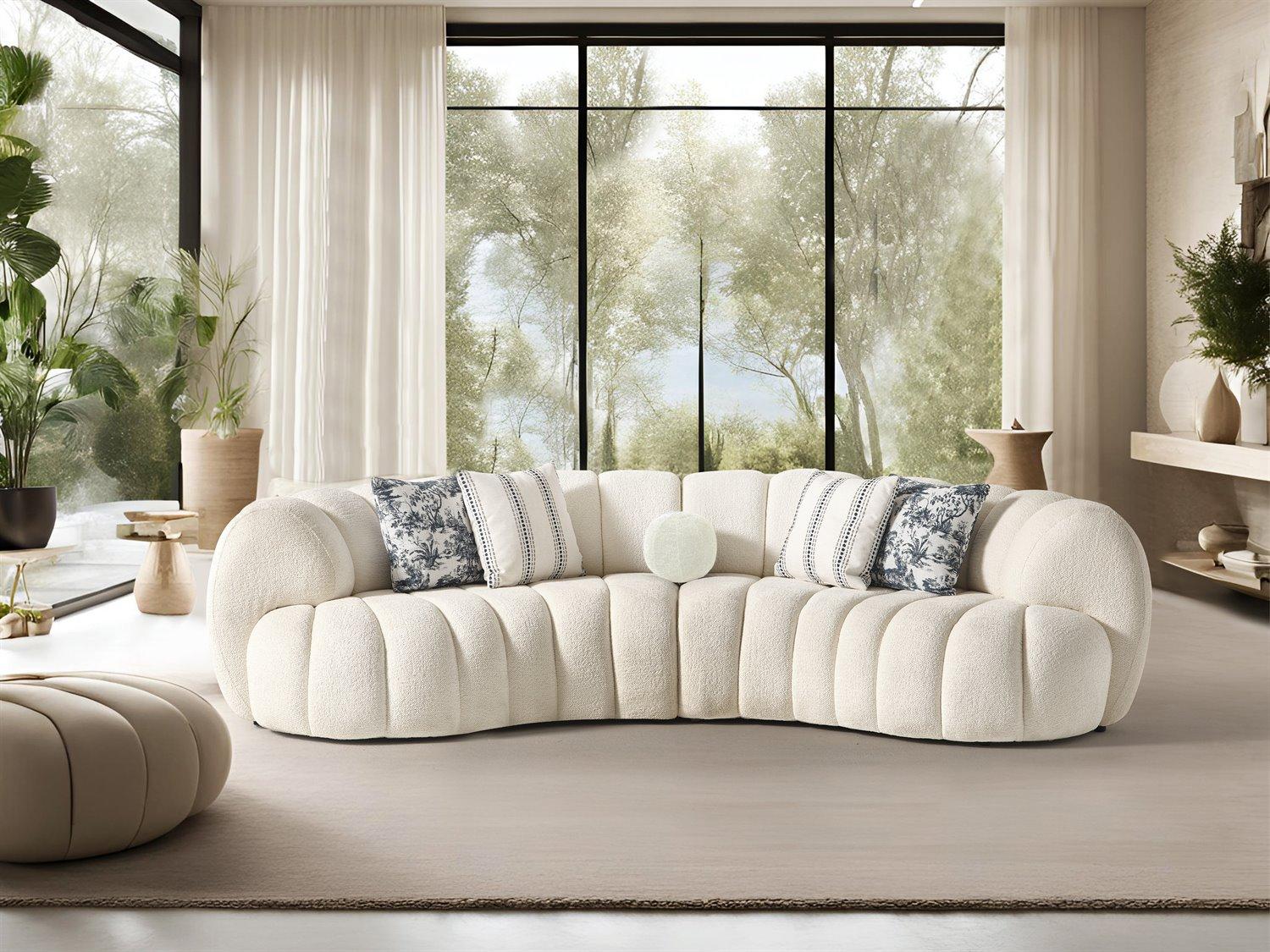 Whiteline Modern Living Rhodes White Upholstered Sofa