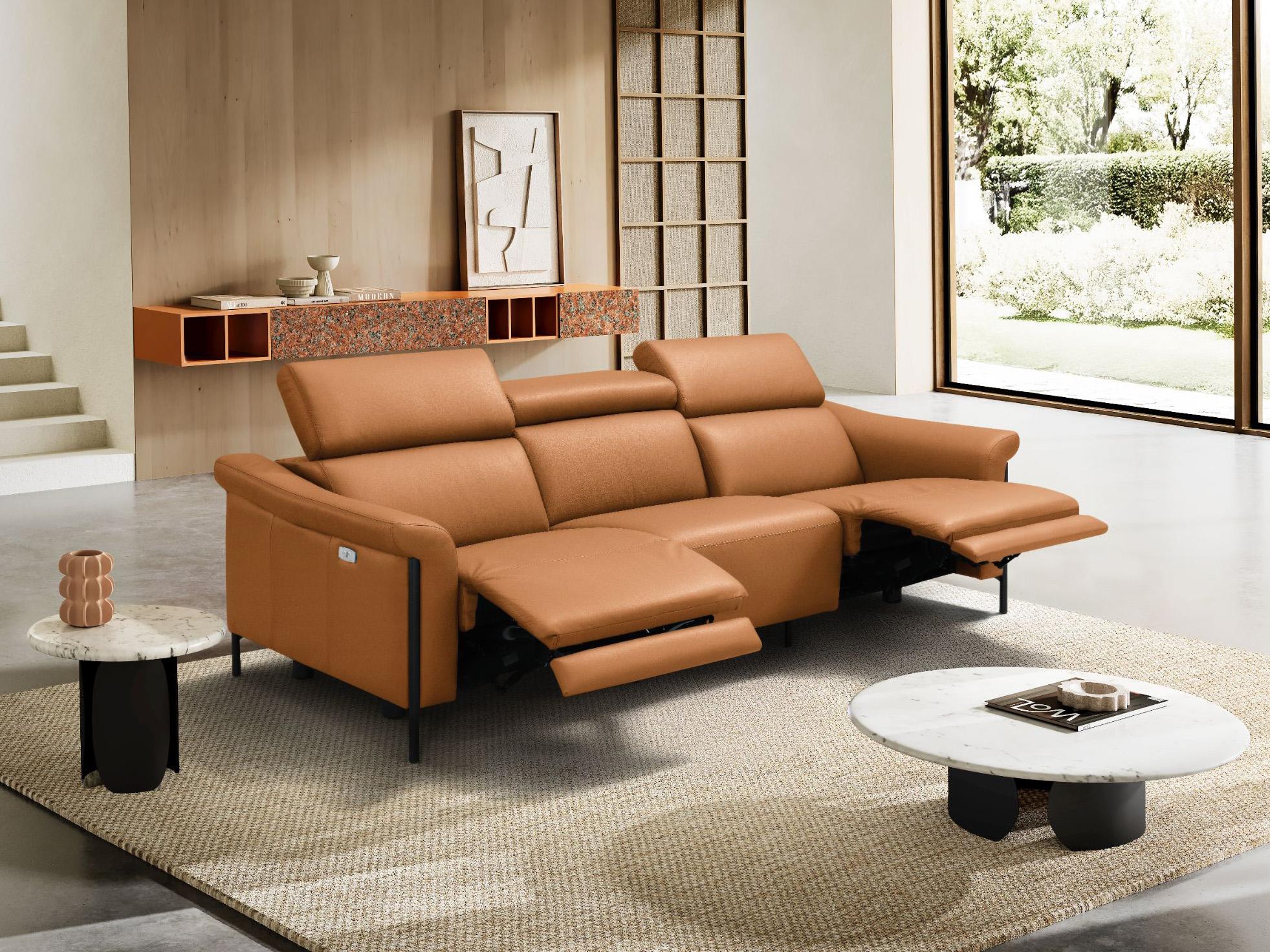 Whiteline Modern Living Martine Camel Tan Leather Sofa
