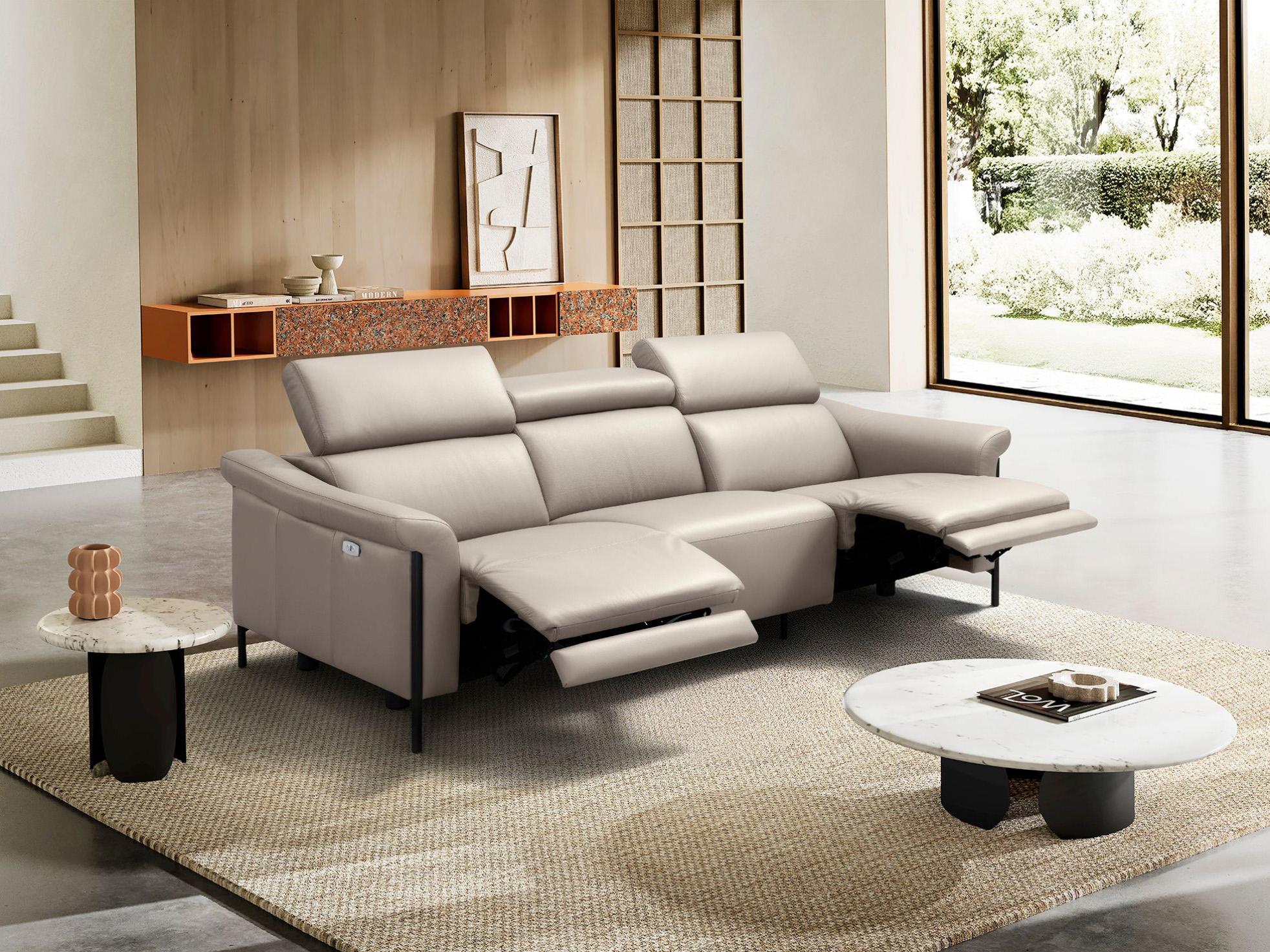 Whiteline Modern Living Martine Light Grey Leather Sofa