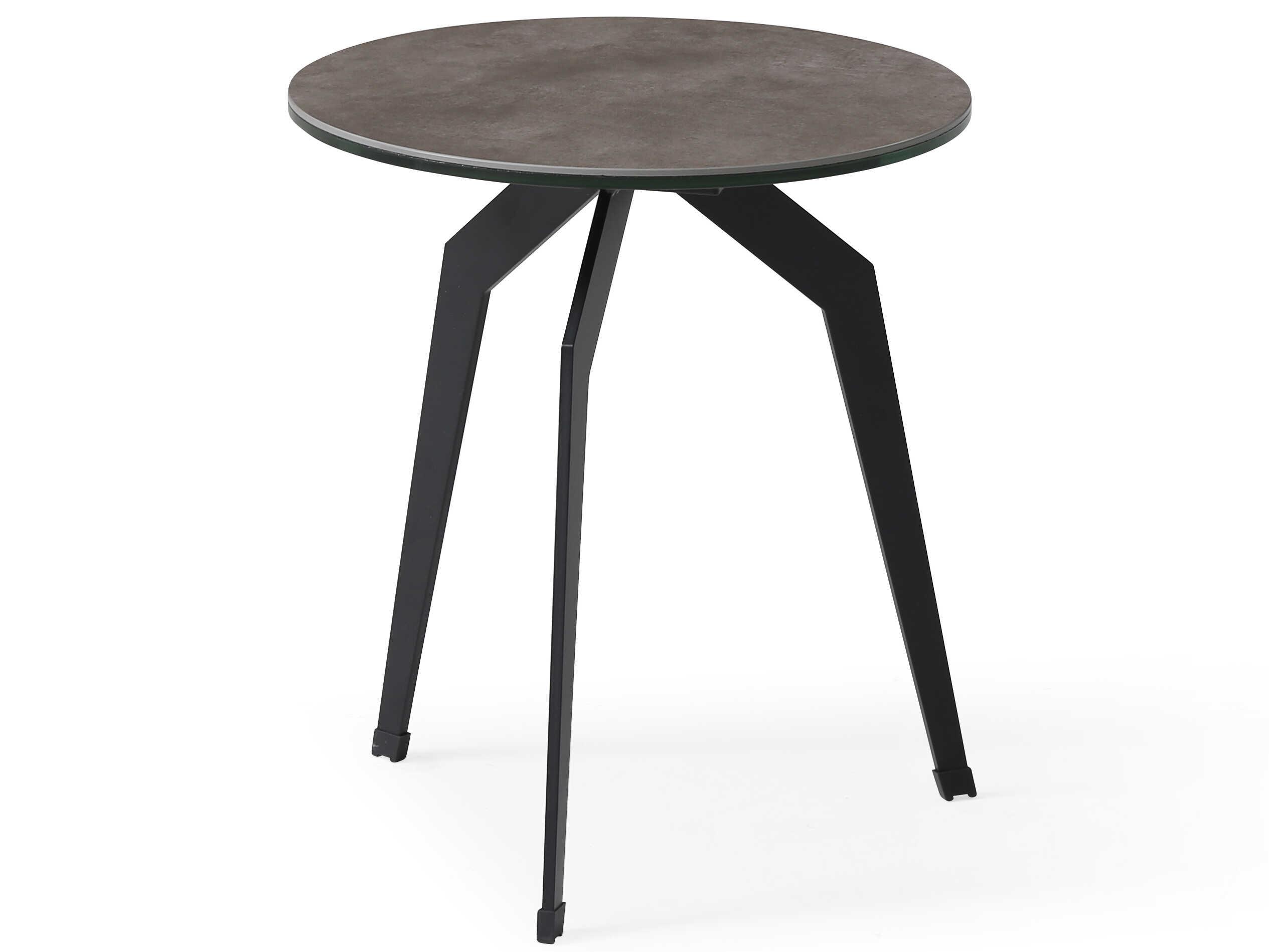 Whiteline Modern Living Santiago Round Ceramic White Black End Table