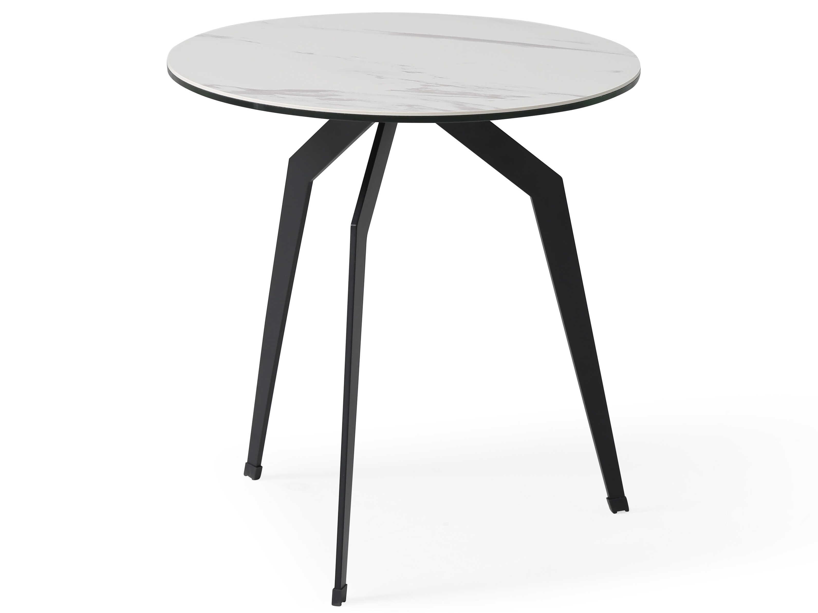 Whiteline Modern Living Santiago Round Ceramic White Black End Table
