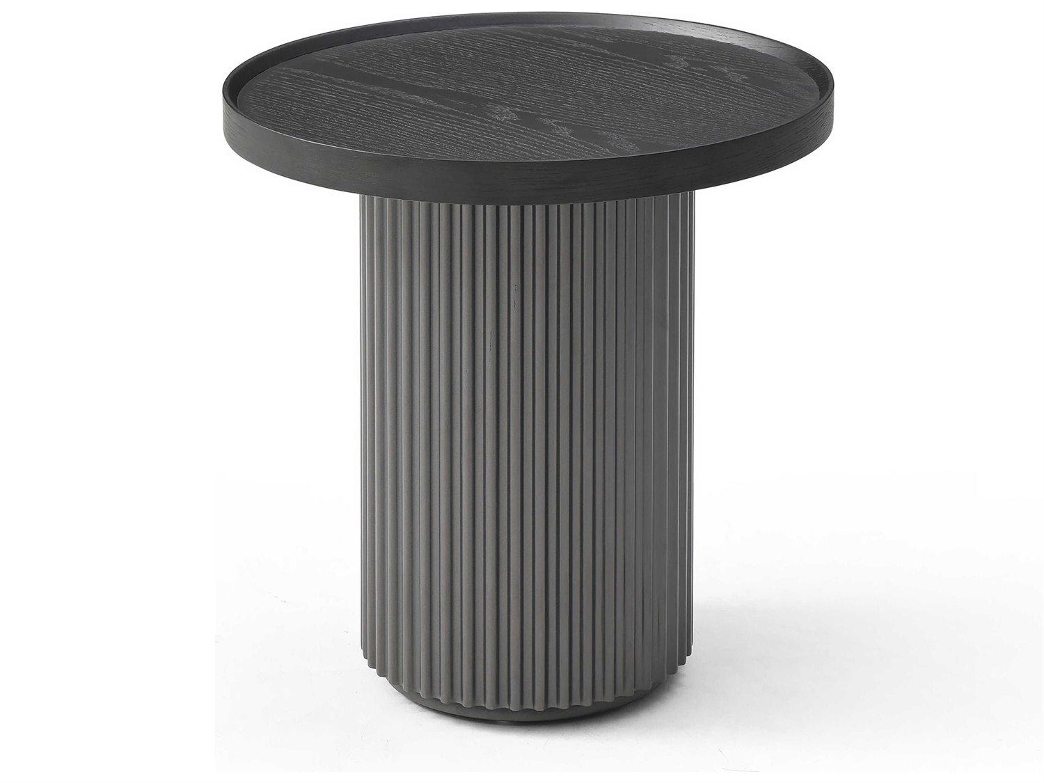 Whiteline Modern Living Heidi Round Wood Dark Grey End Table