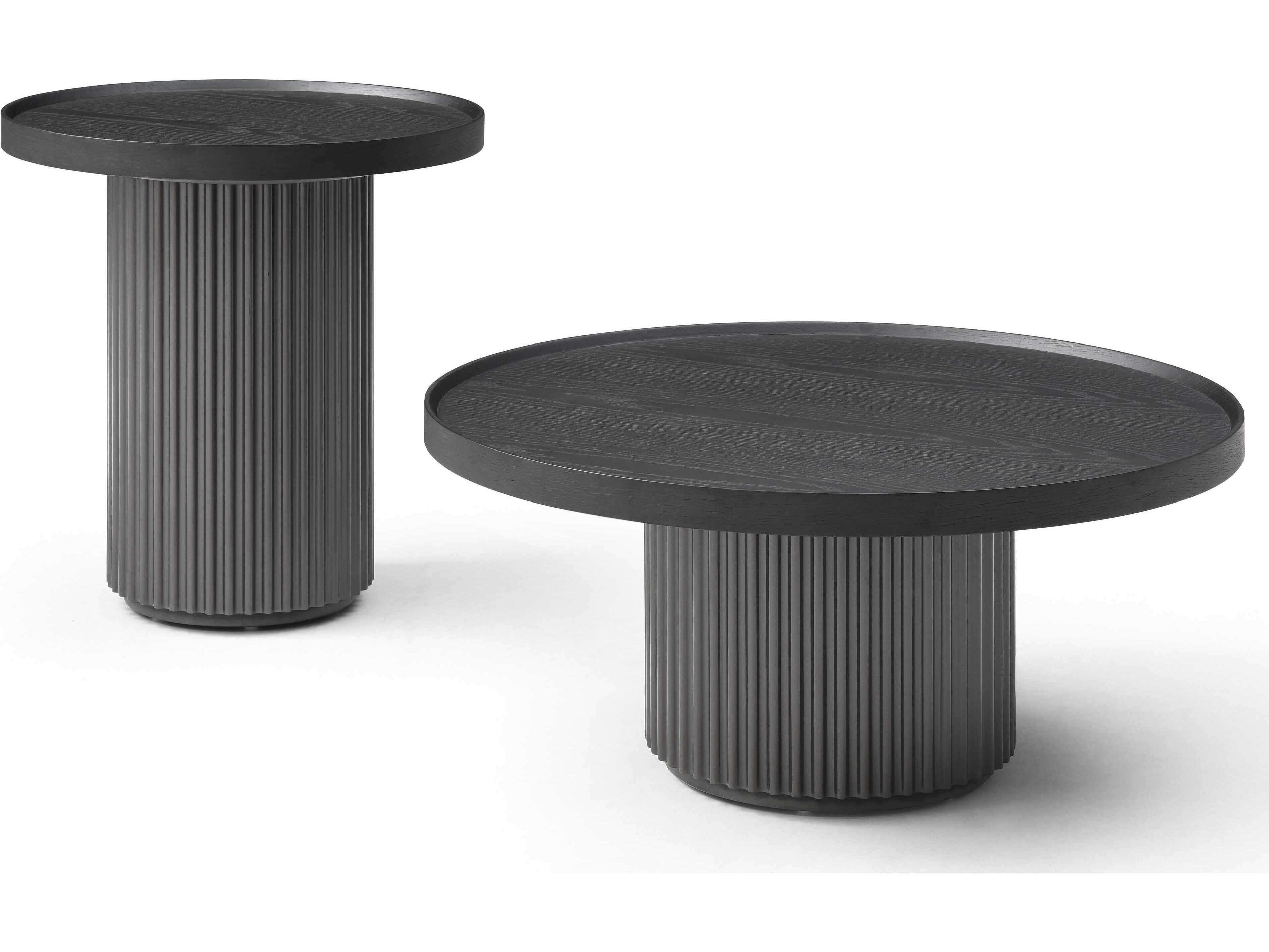 Whiteline Modern Living Heidi Round Wood Dark Grey End Table