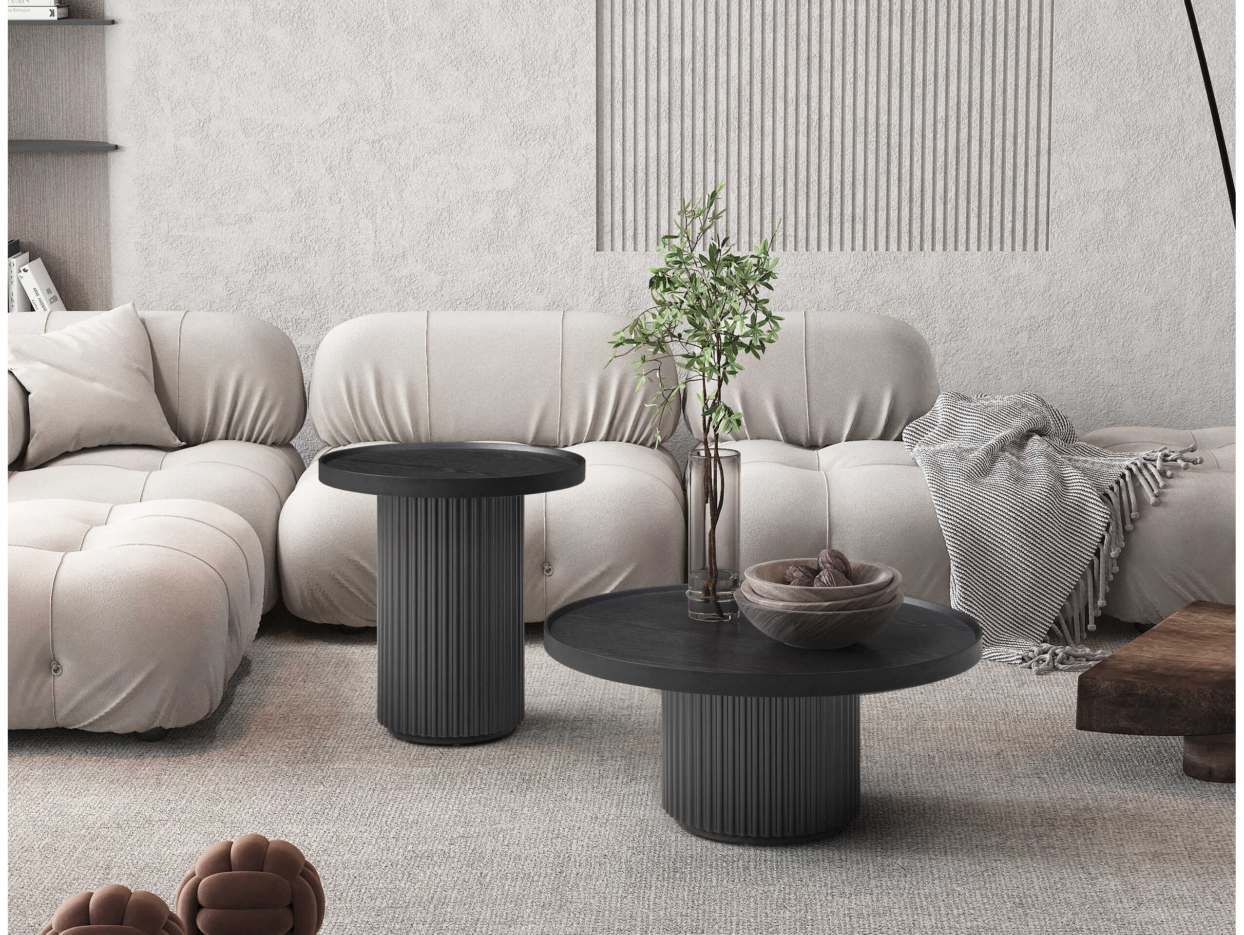 Whiteline Modern Living Heidi Round Wood Dark Grey End Table