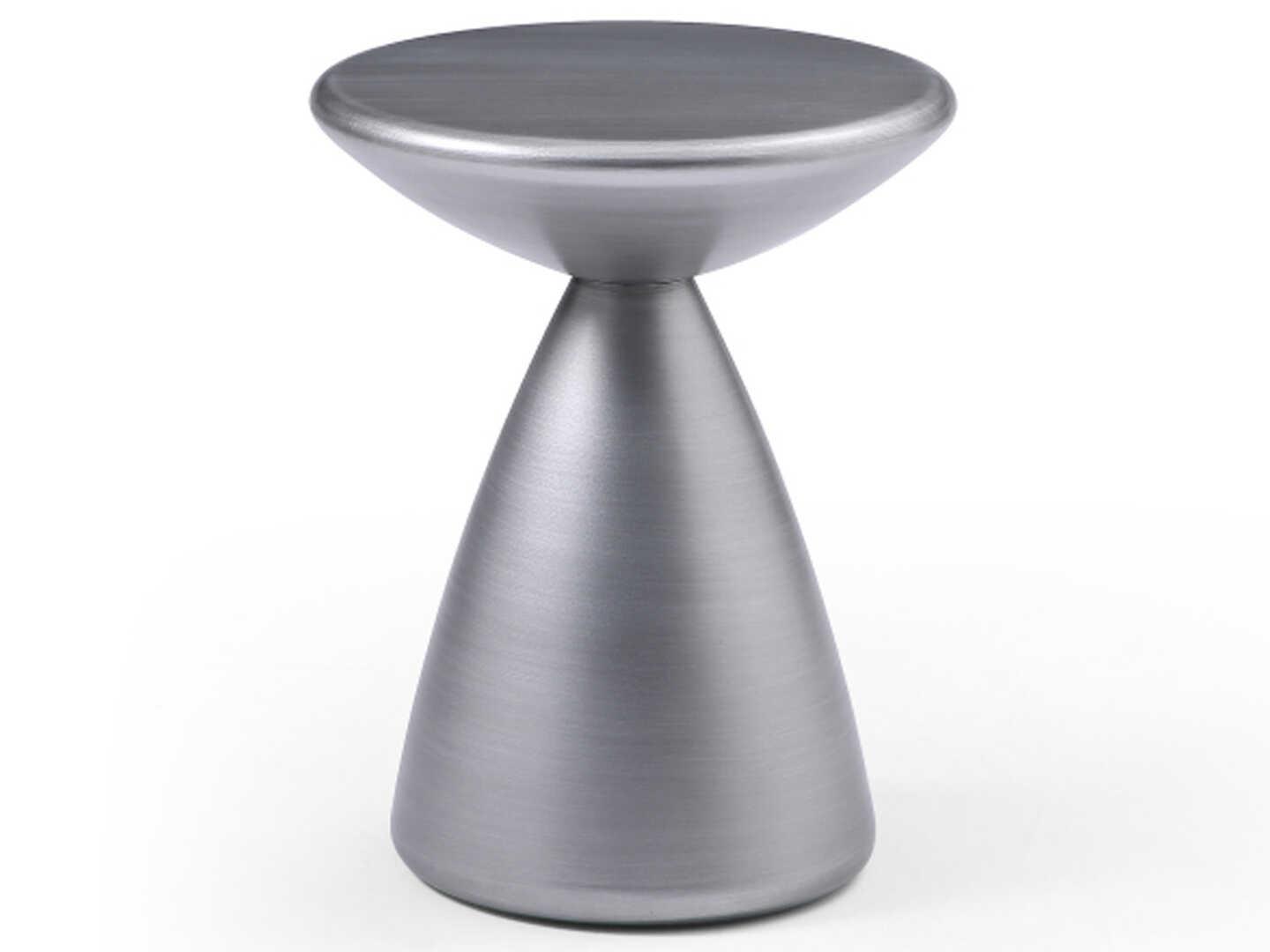 Whiteline Modern Living Ayla Round Metal Brushed Silver End Table