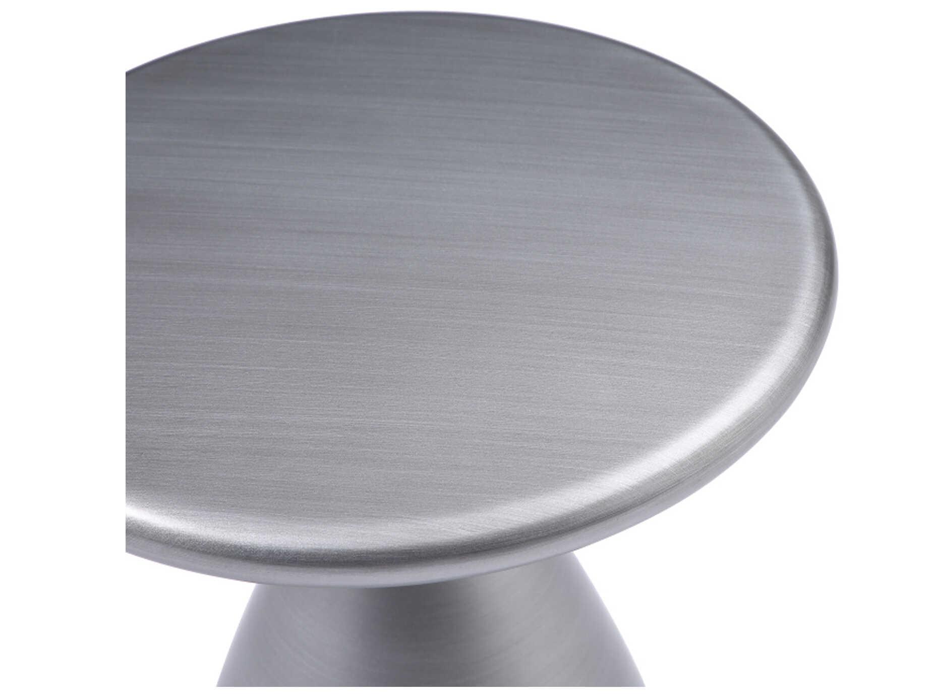 Whiteline Modern Living Ayla Round Metal Brushed Silver End Table