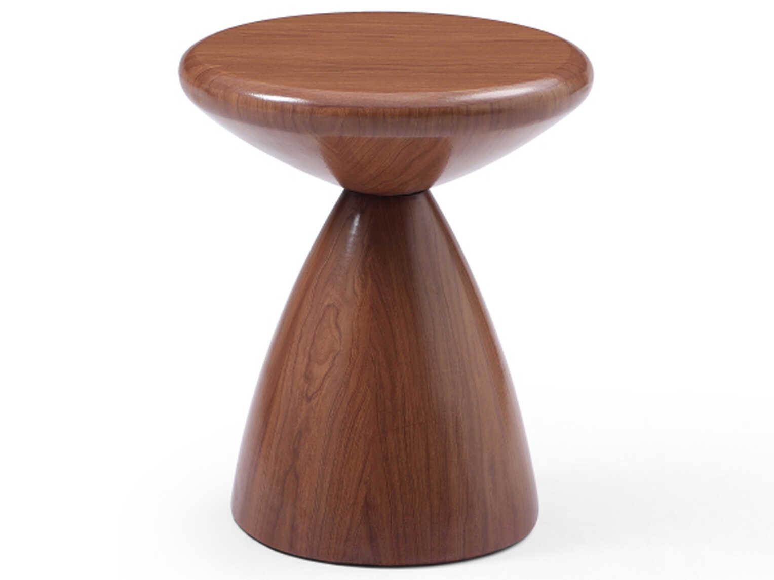 Whiteline Modern Living Ayla Round Metal Walnut End Table
