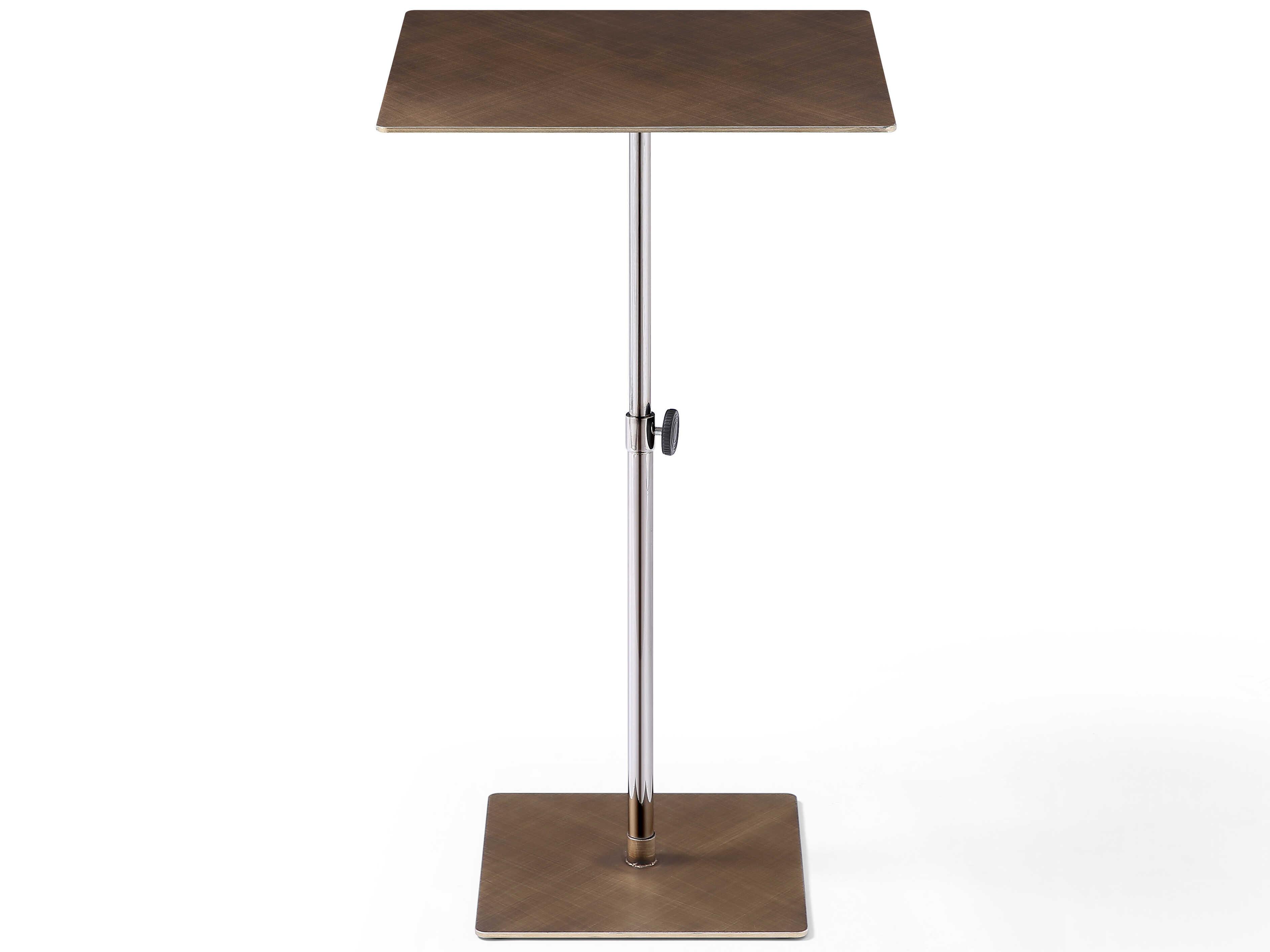 Whiteline Modern Living Karley Square Metal Brushed Bronze End Table
