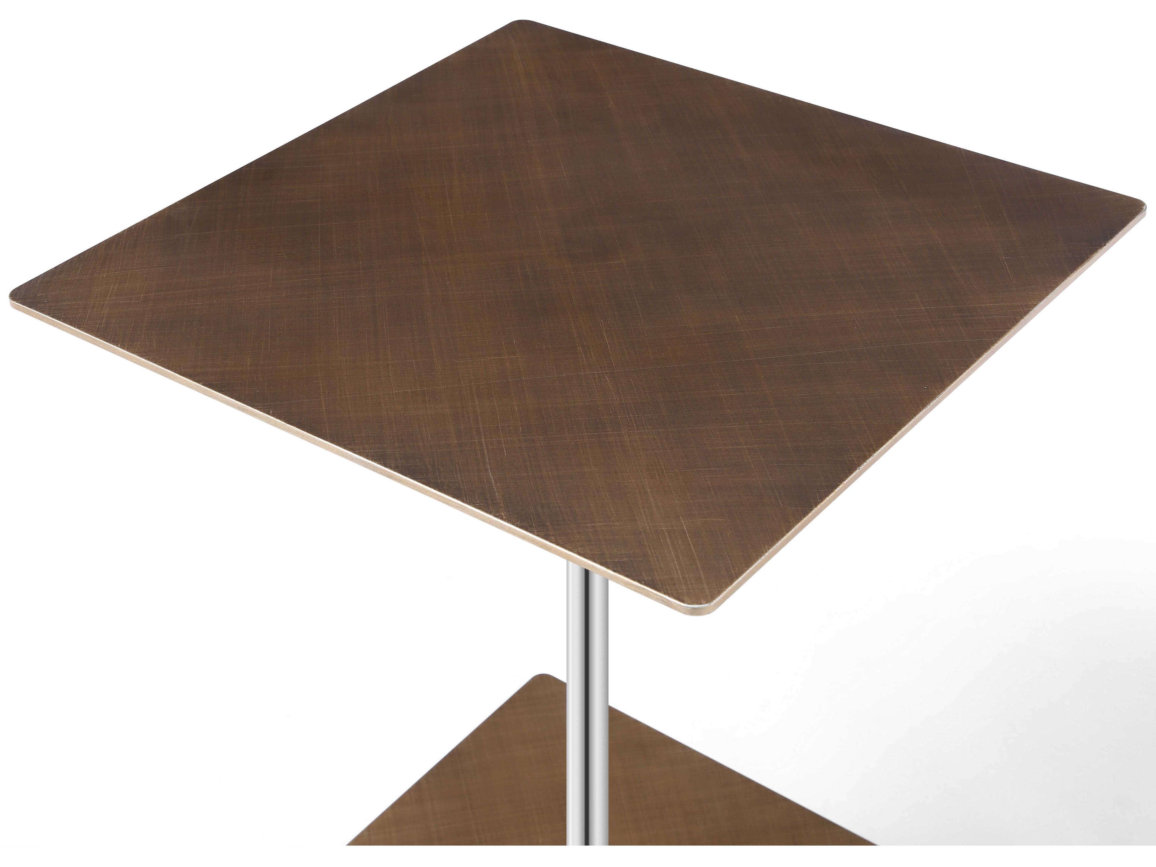Whiteline Modern Living Karley Square Metal Brushed Bronze End Table