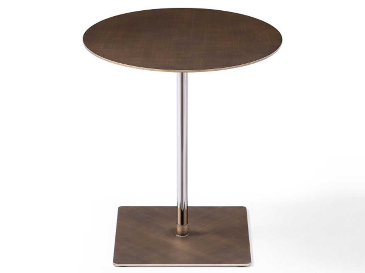 Whiteline Modern Living Marley Round Metal Brushed Bronze End Table