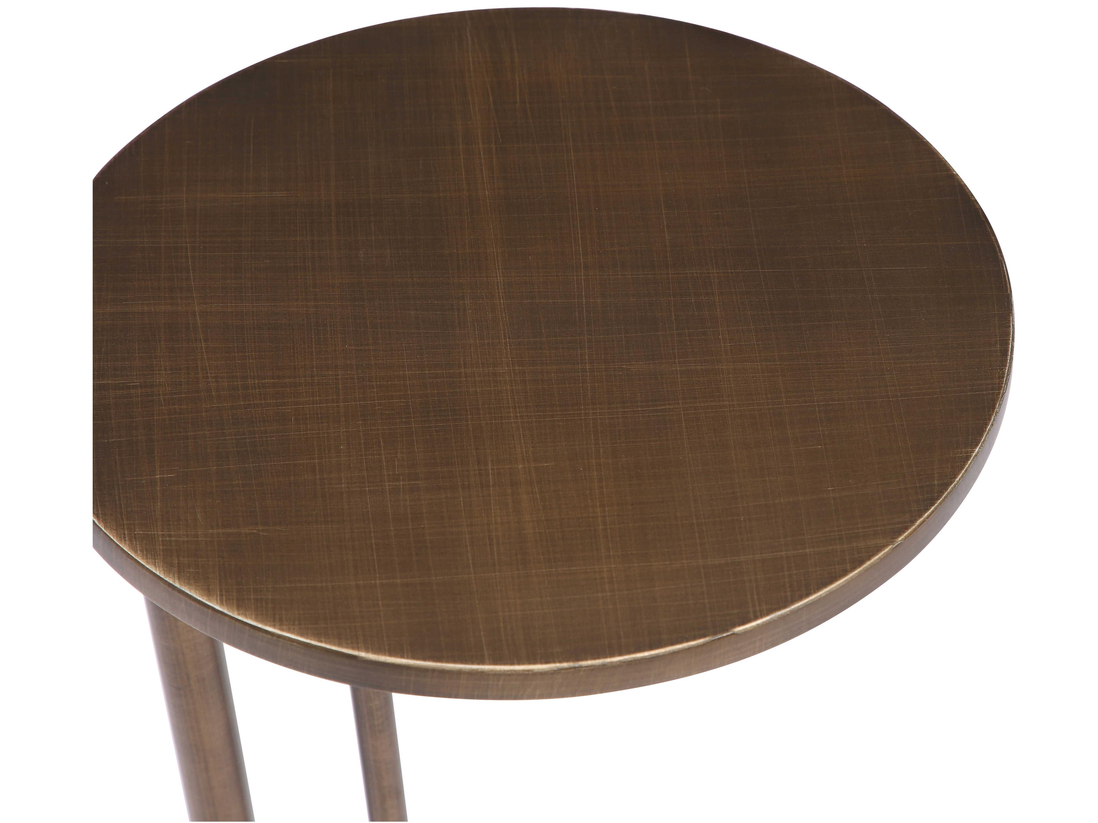 Whiteline Modern Living Nala Round Metal Brushed Bronze End Table