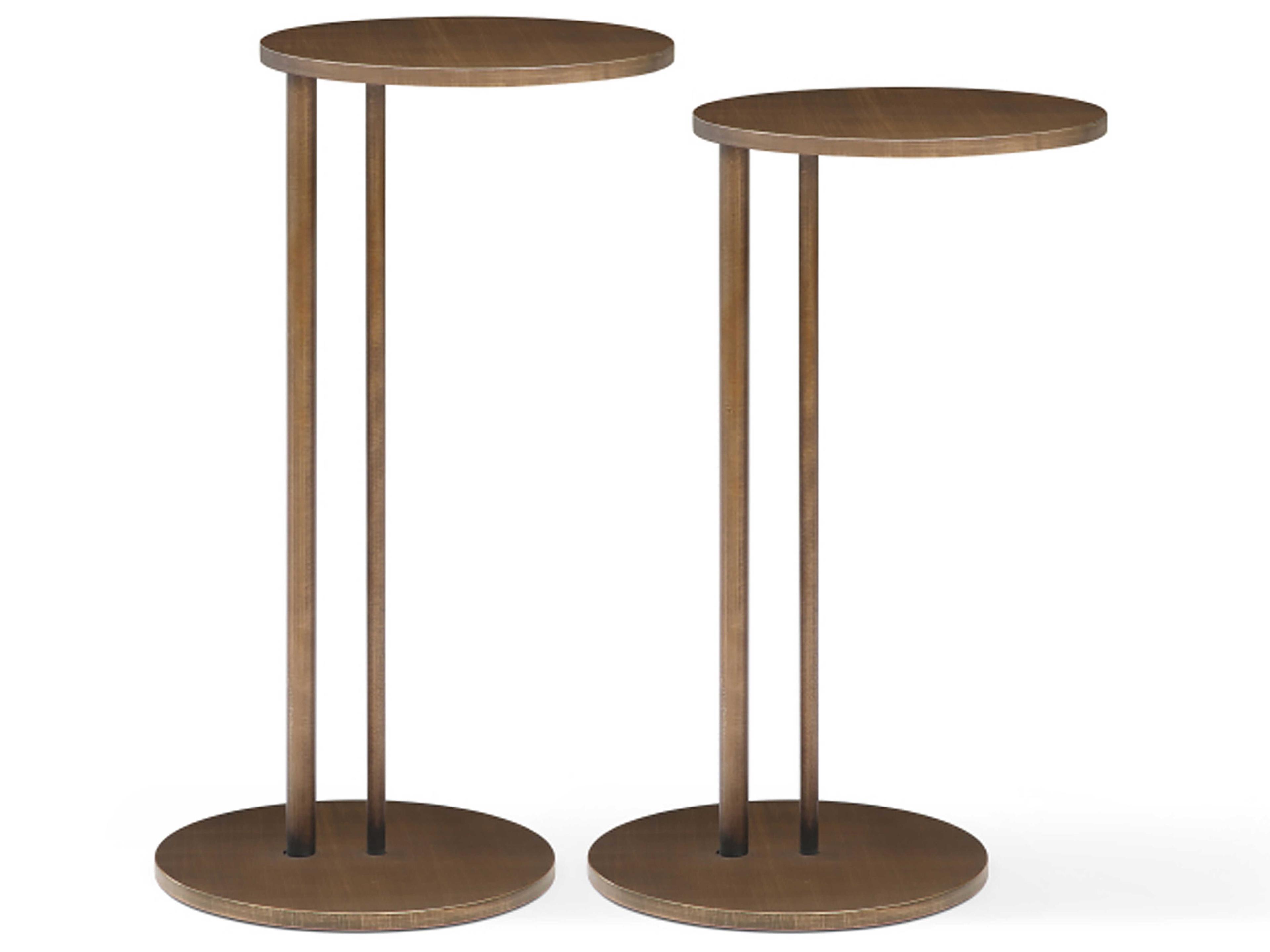 Whiteline Modern Living Nala Round Metal Brushed Bronze End Table