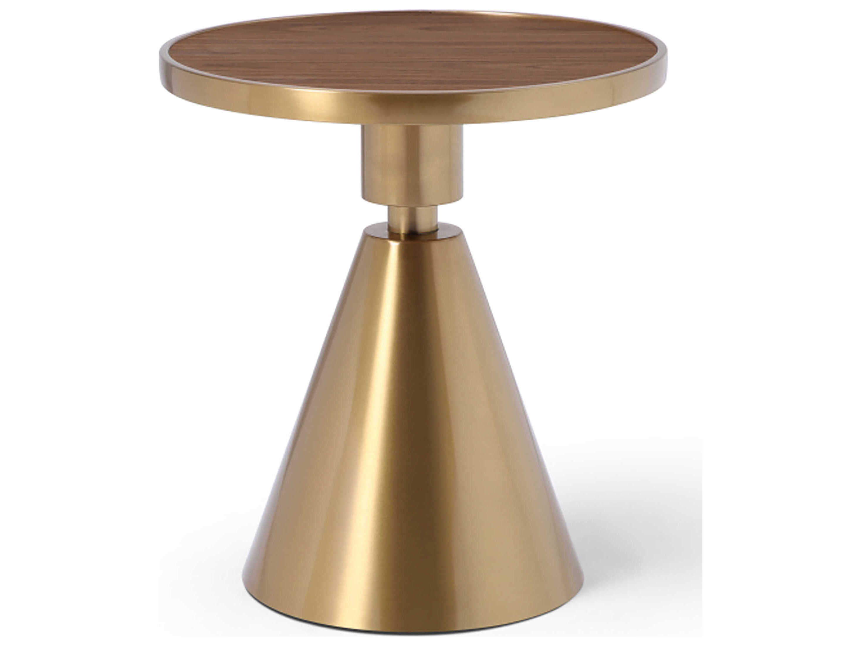 Whiteline Modern Living Pia Round Wood Brown Gold End Table