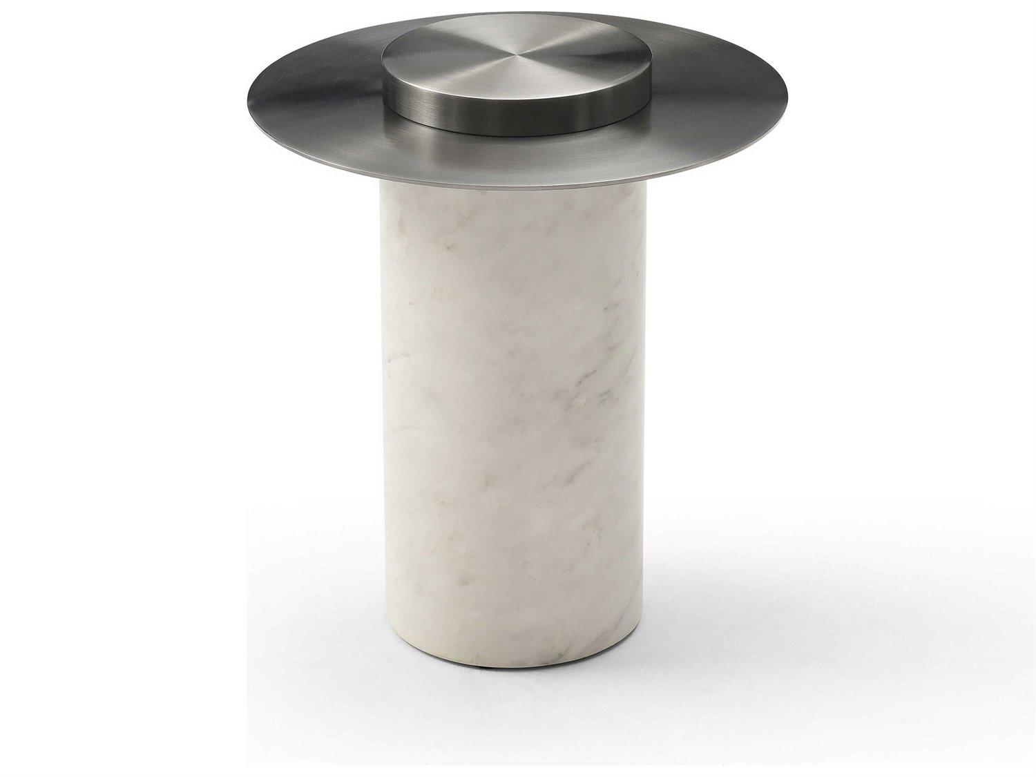 Whiteline Modern Living Aviana Round Steel White End Table
