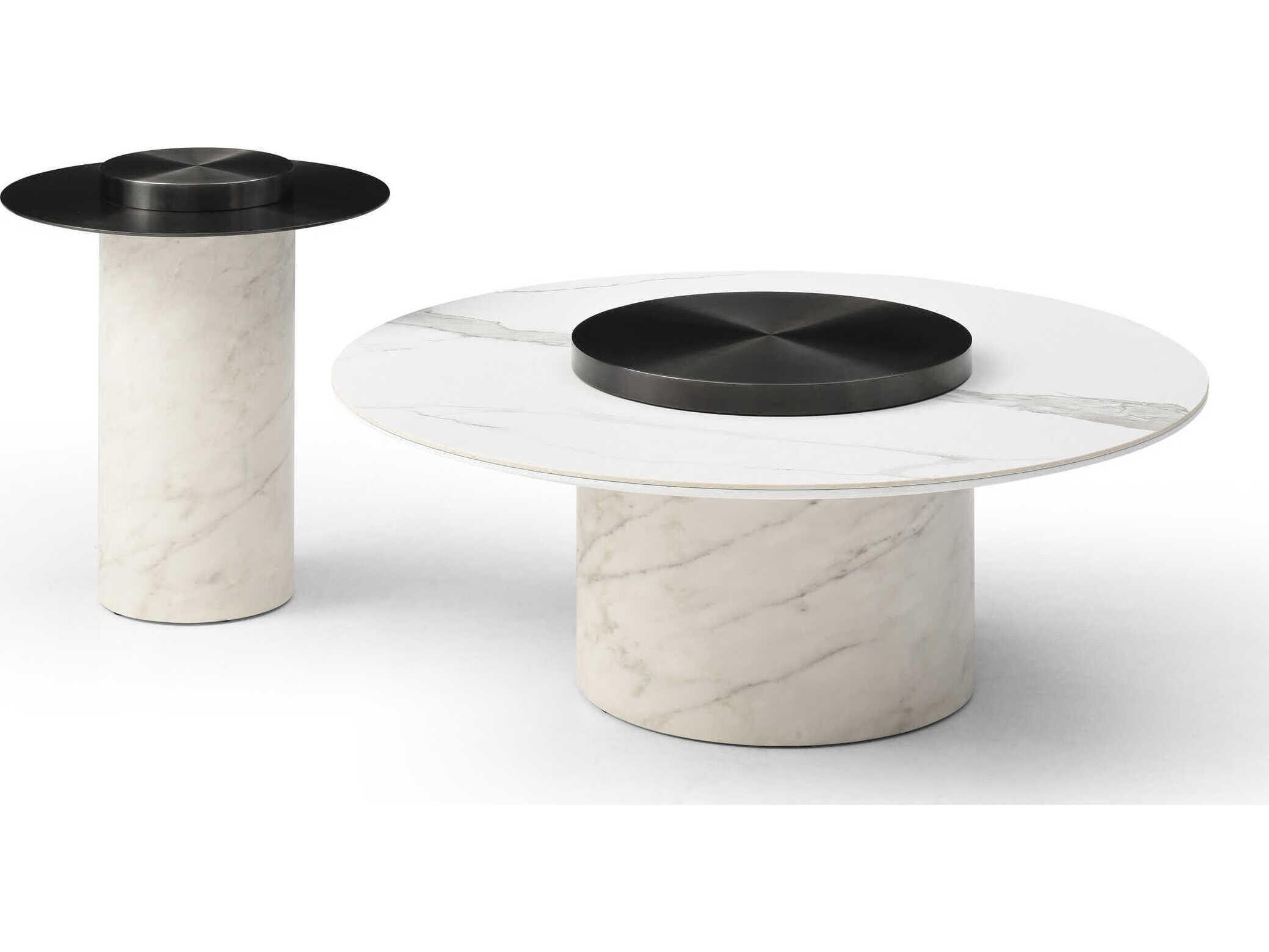 Whiteline Modern Living Aviana Round Steel White End Table