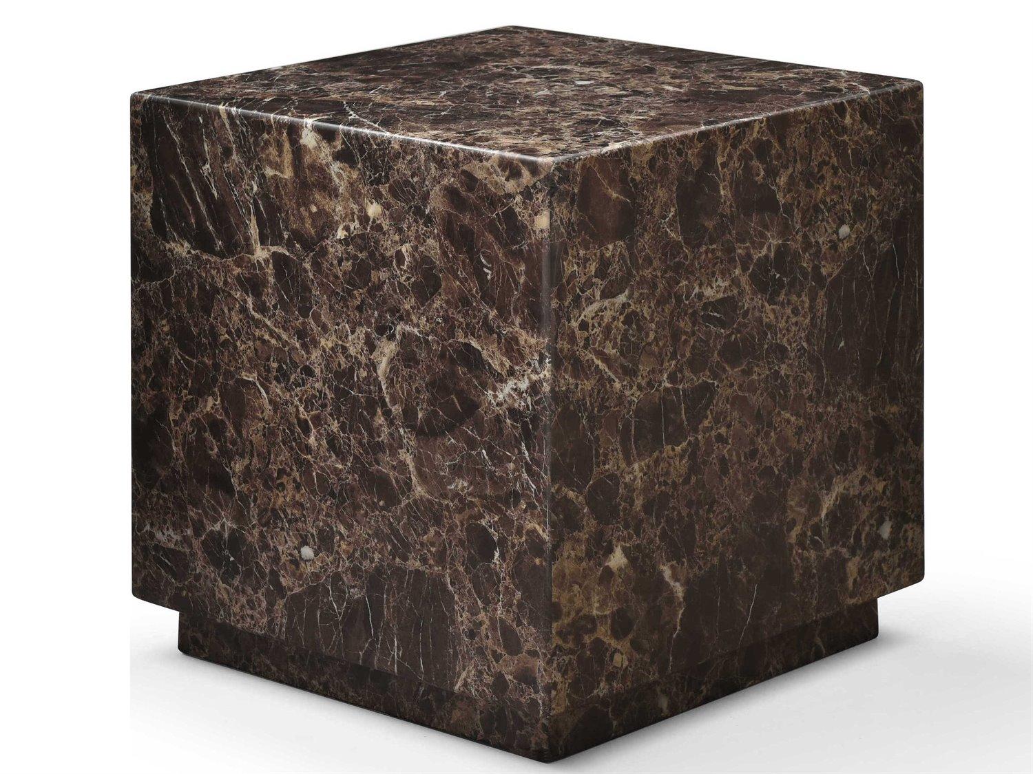 Whiteline Modern Living Iris Square Marble Brown End Table