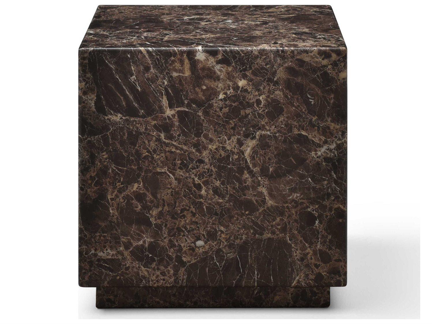 Whiteline Modern Living Iris Square Marble Brown End Table