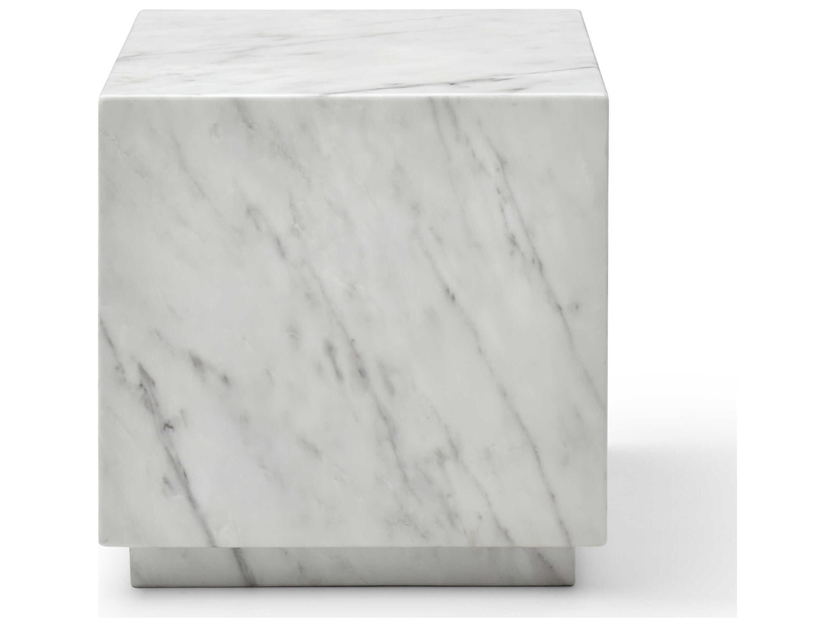 Whiteline Modern Living Iris Square Marble White End Table