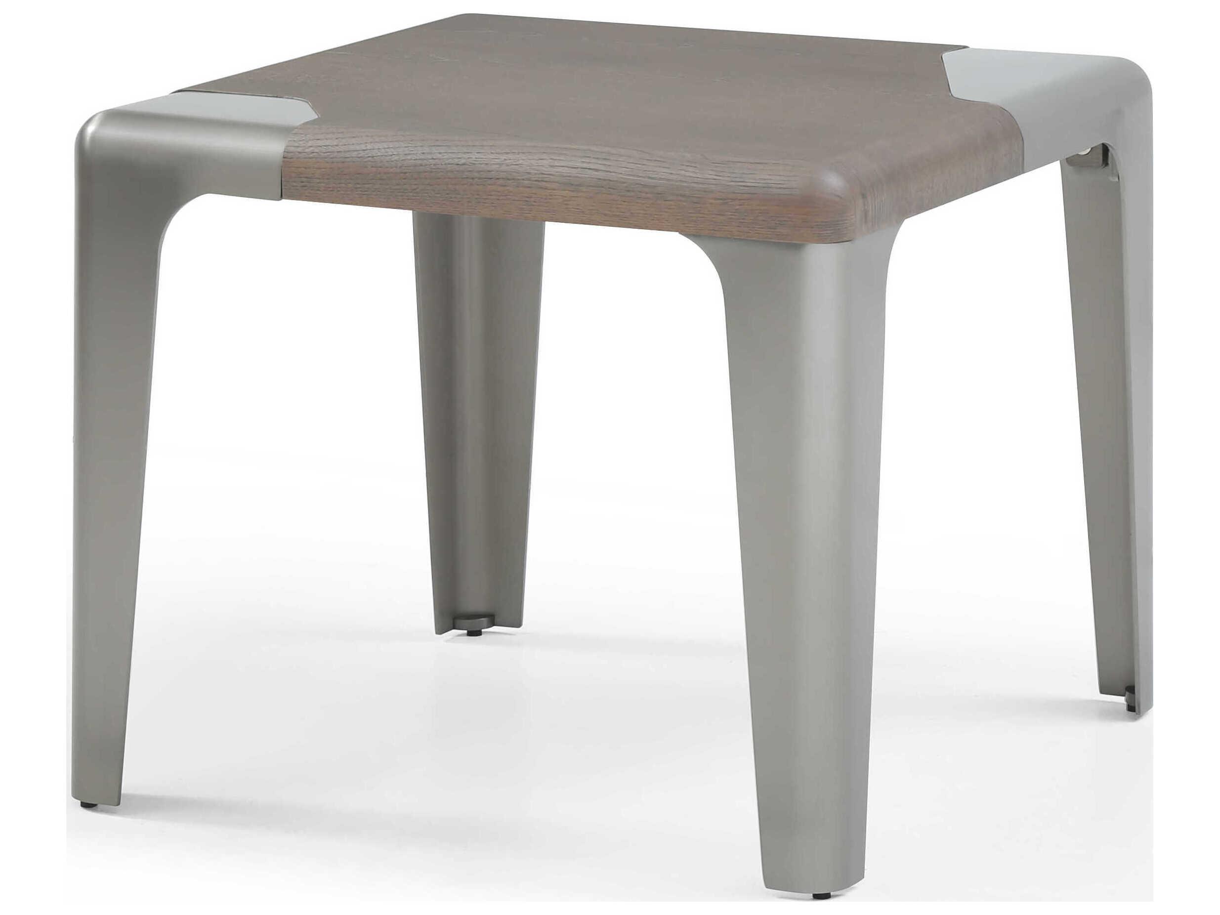 Whiteline Modern Living Elena Square Wood Grey Brushed Nickel End Table