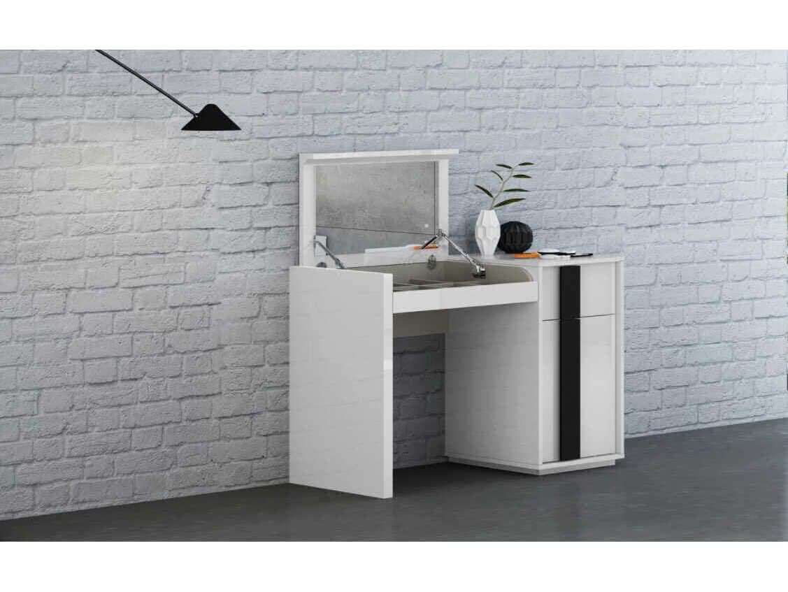 Whiteline Modern Living Kimberly White Black Vanity Table