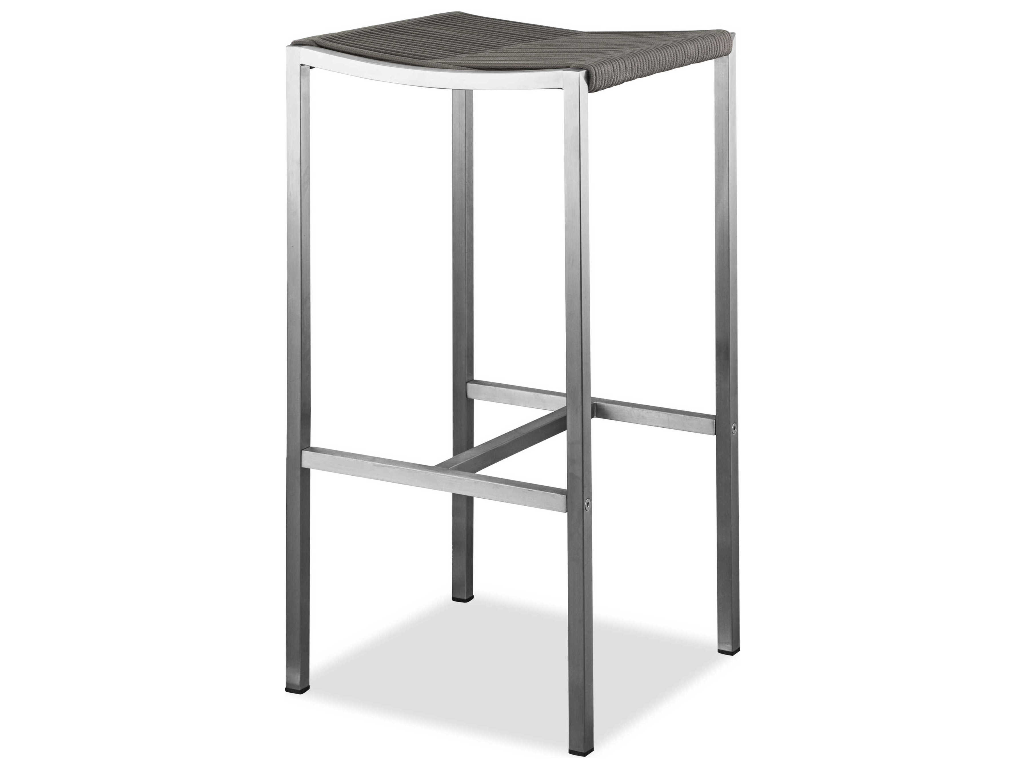 Whiteline Modern Living Outdoor Stone Brown Aluminum Rope Bar Stool