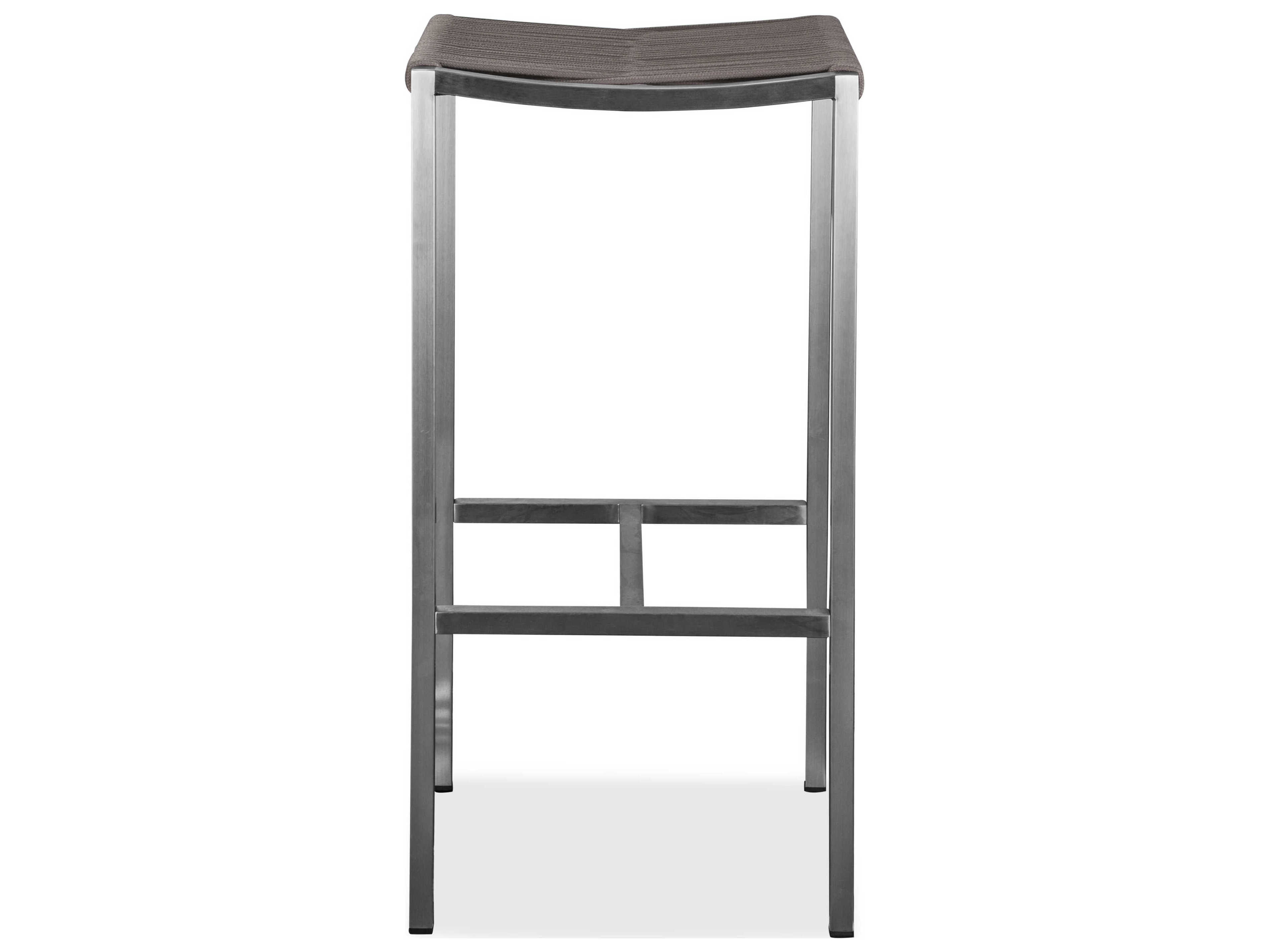 Whiteline Modern Living Outdoor Stone Brown Aluminum Rope Bar Stool