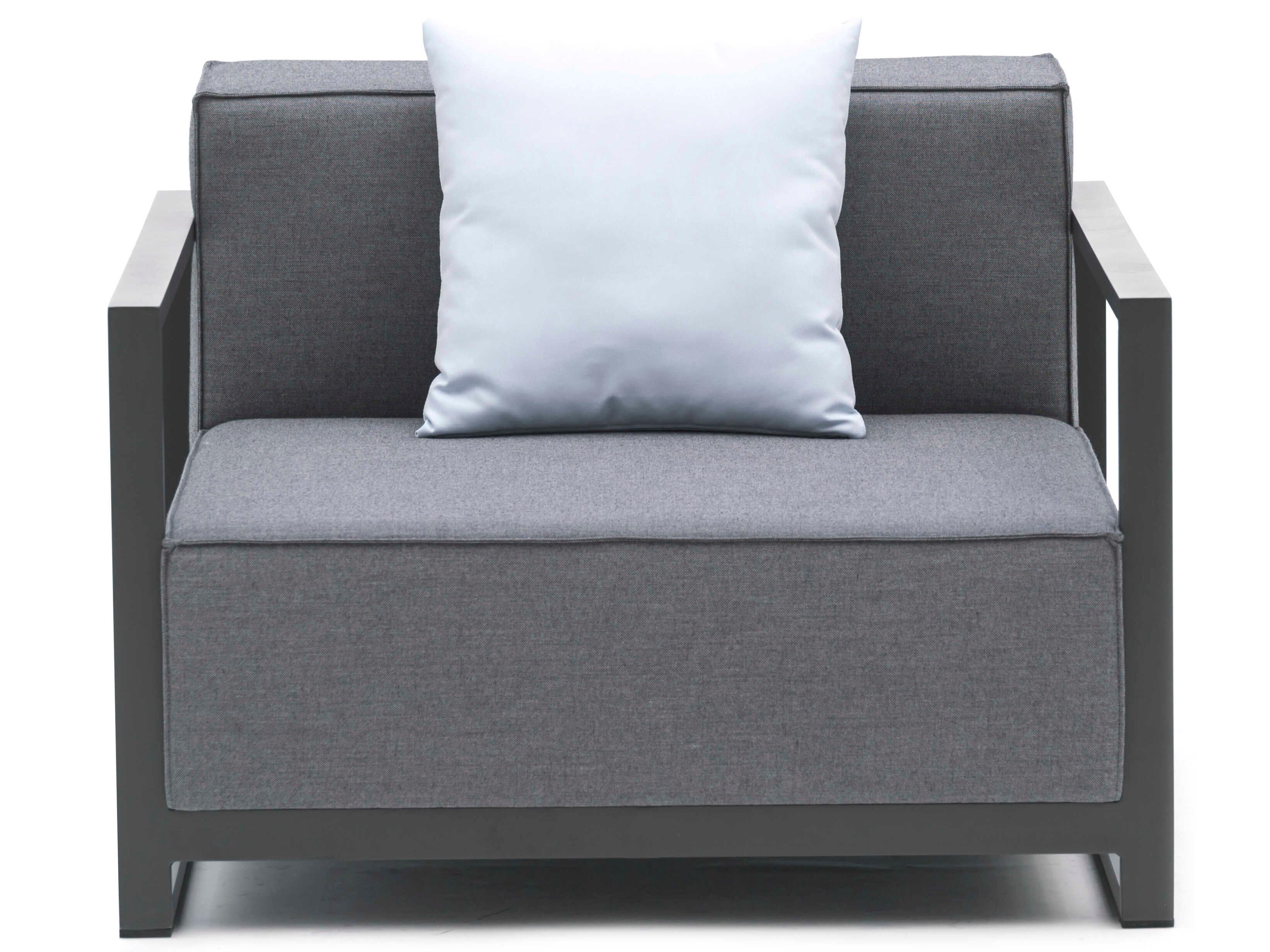 Whiteline Modern Living Outdoor Sensation Dark Grey Fabric Cushion Lounge Chair