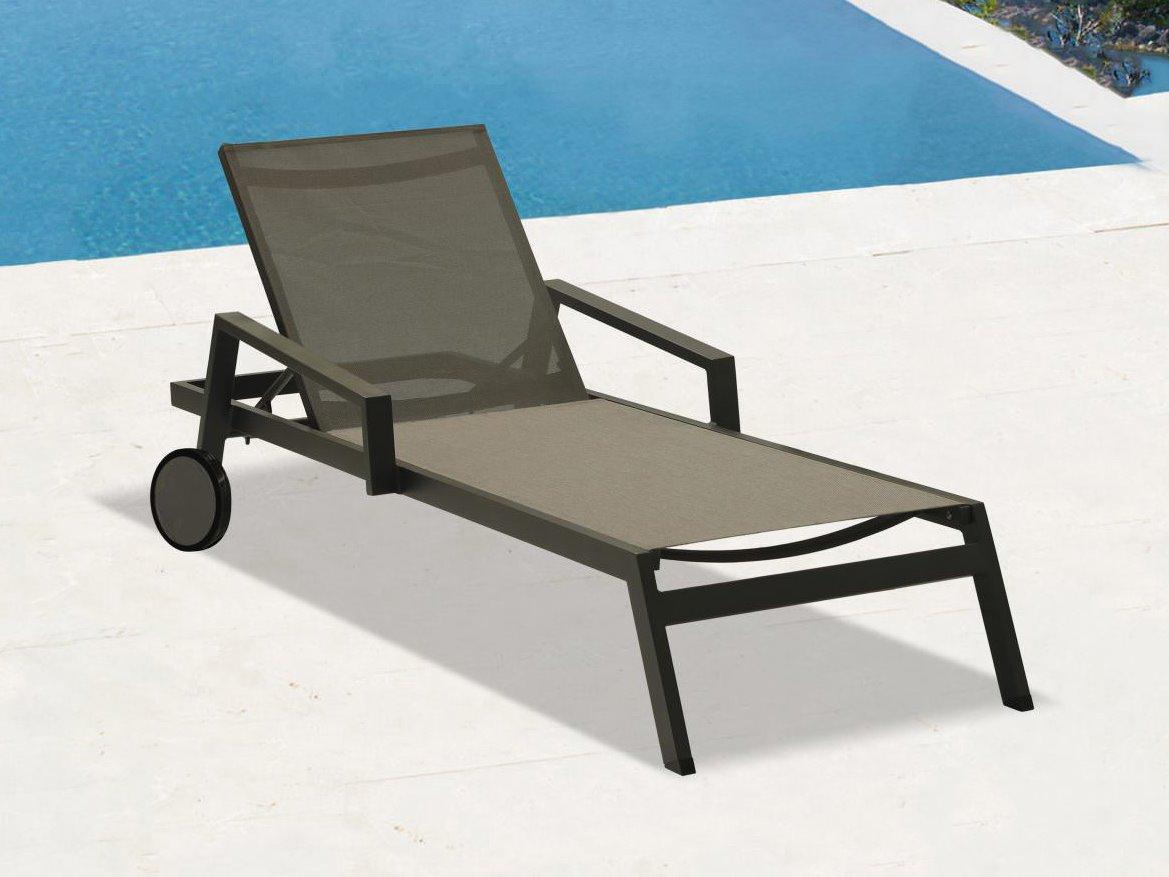 Whiteline Modern Living Outdoor Bondi Grey Aluminum Sling Chaise Lounge