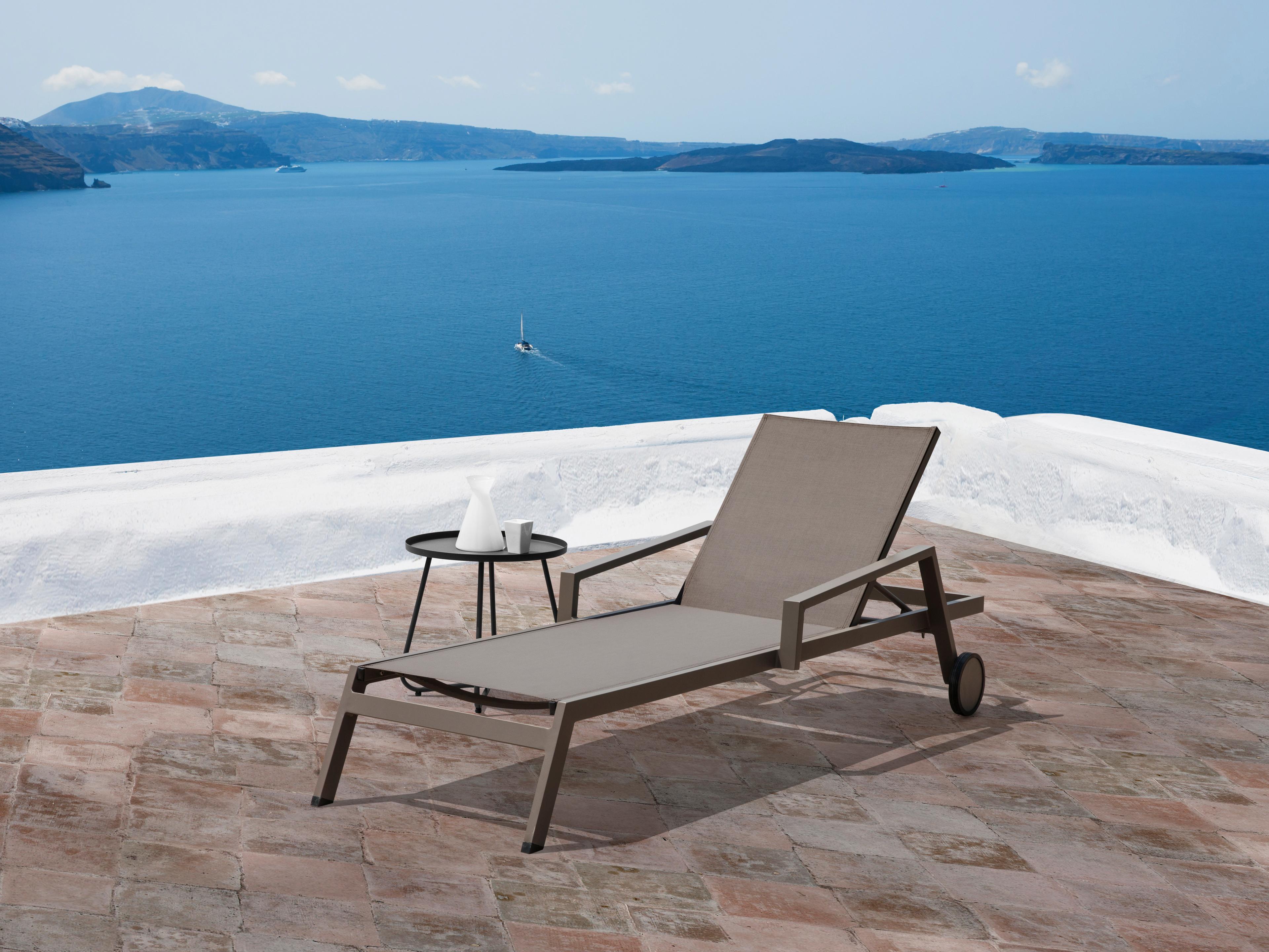 Whiteline Modern Living Outdoor Bondi Taupe Aluminum Sling Chaise Lounge