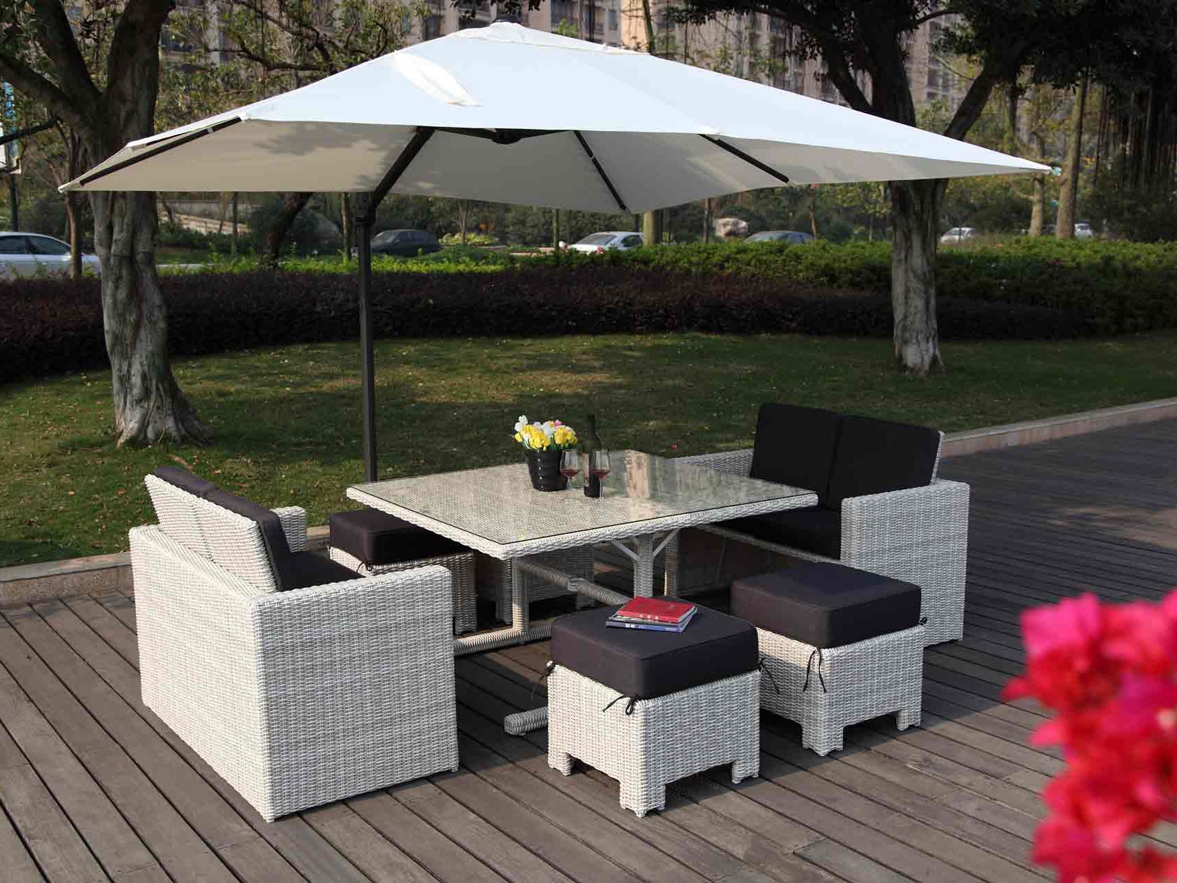 Whiteline Modern Living Outdoor Robinson White Wicker Cushion Lounge Set