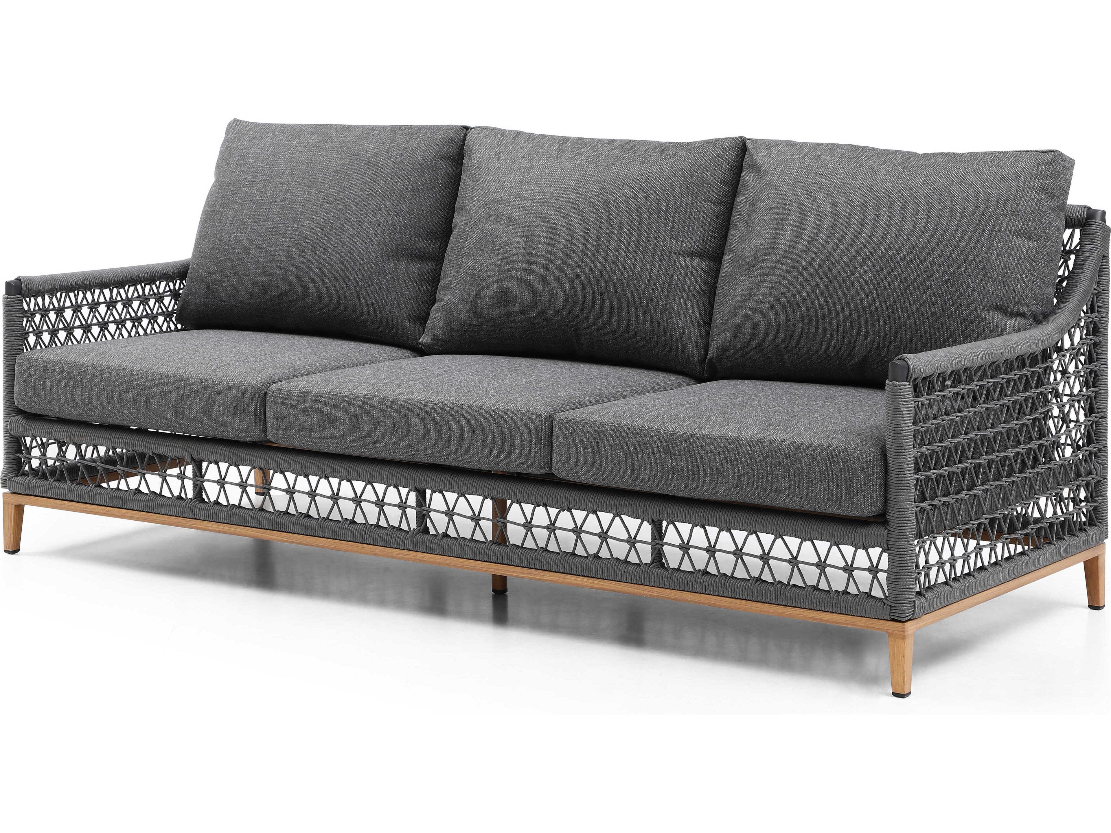 Whiteline Modern Living Outdoor Karen Dark Grey Rope Cushion Lounge Set