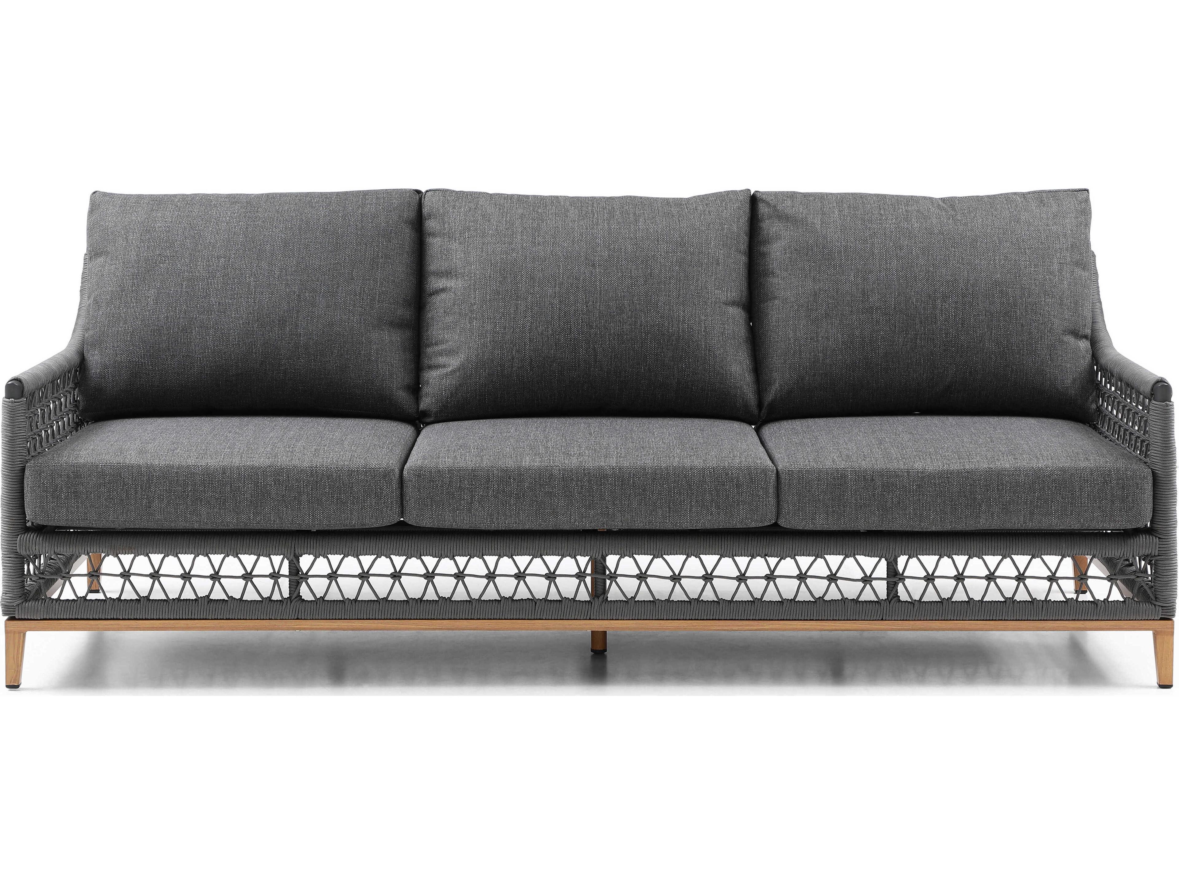 Whiteline Modern Living Outdoor Karen Dark Grey Rope Cushion Lounge Set