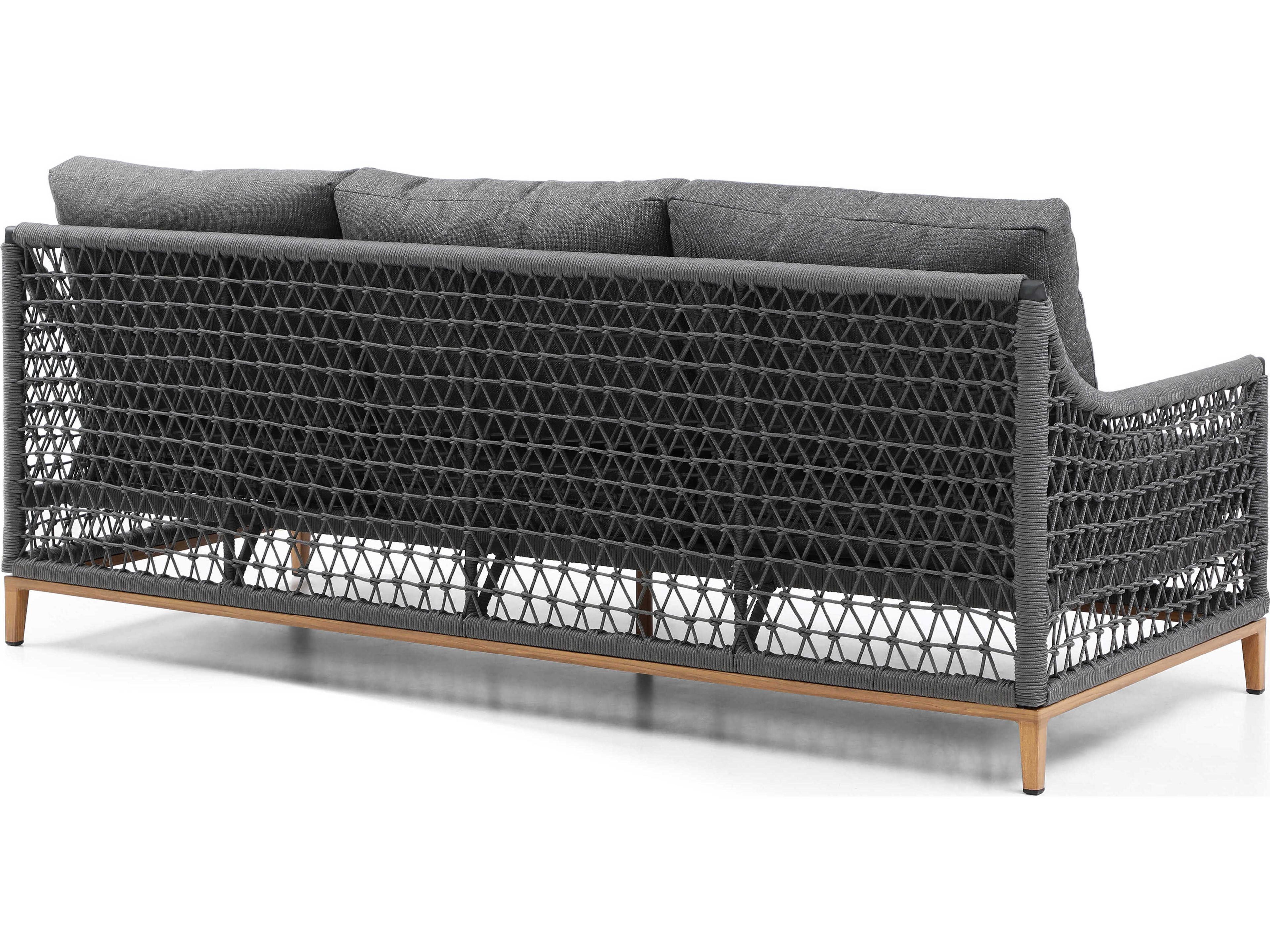 Whiteline Modern Living Outdoor Karen Dark Grey Rope Cushion Lounge Set