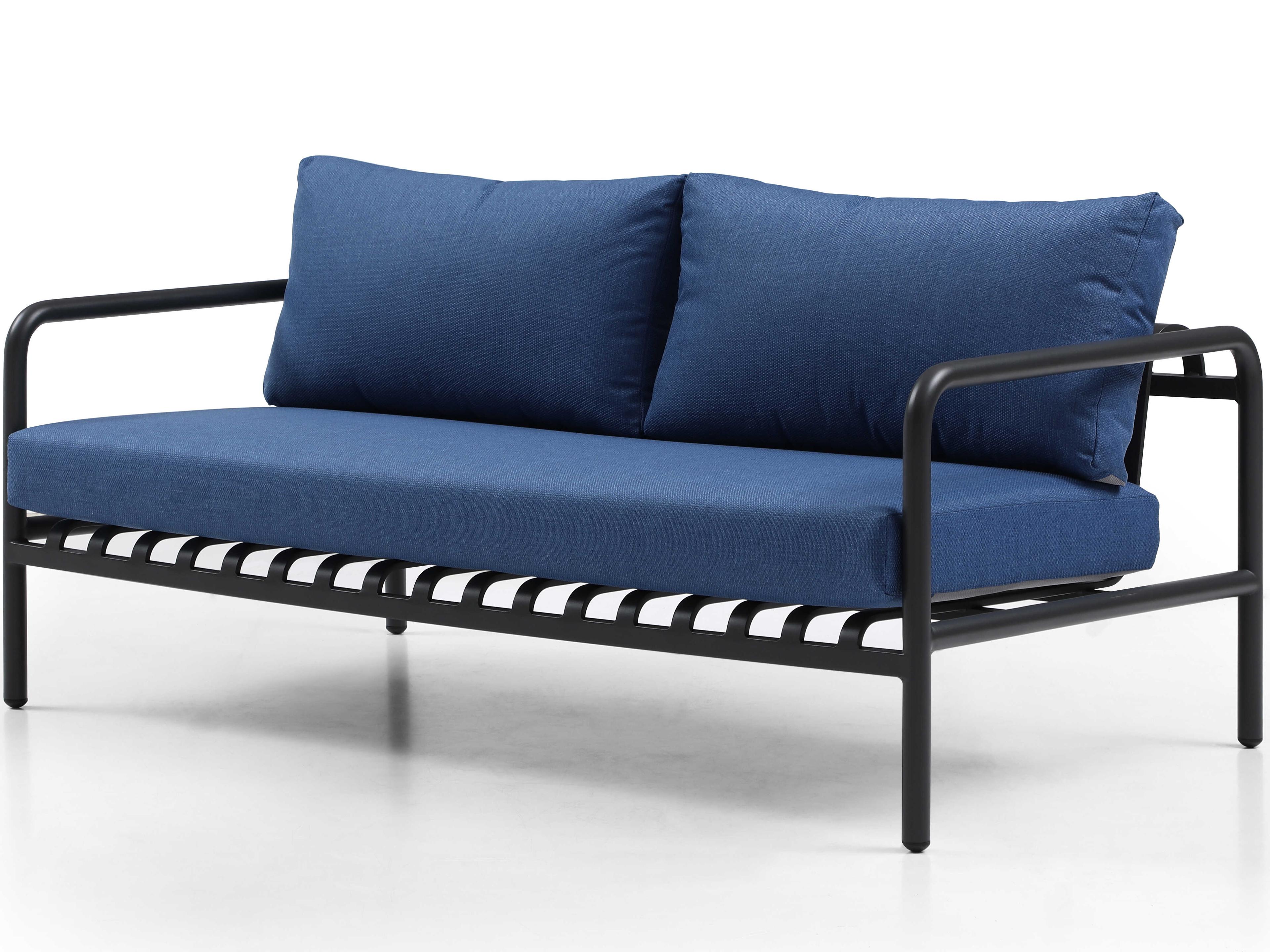 Whiteline Modern Living Outdoor Andrea Blue Aluminum Cushion Lounge Set