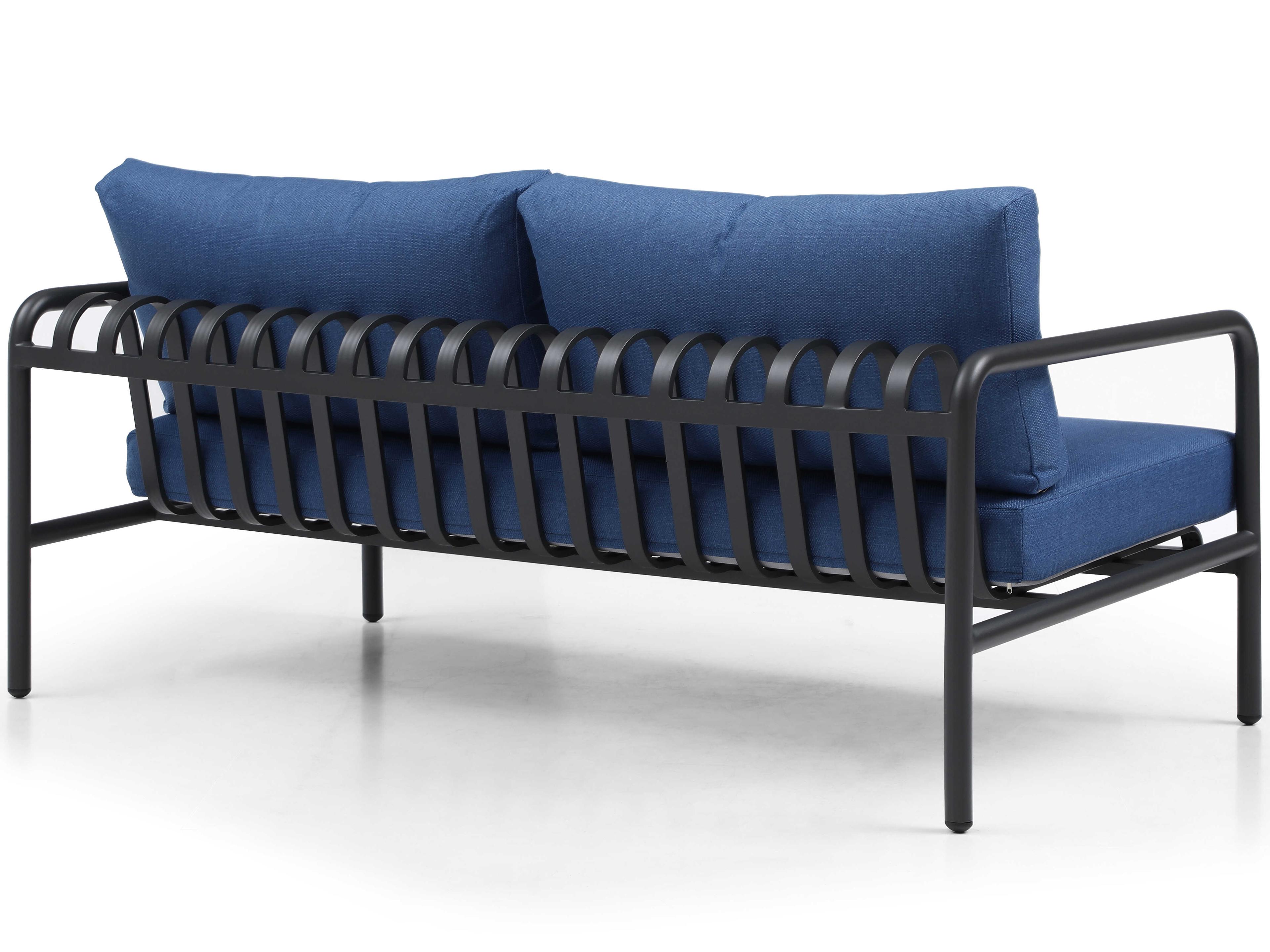 Whiteline Modern Living Outdoor Andrea Blue Aluminum Cushion Lounge Set