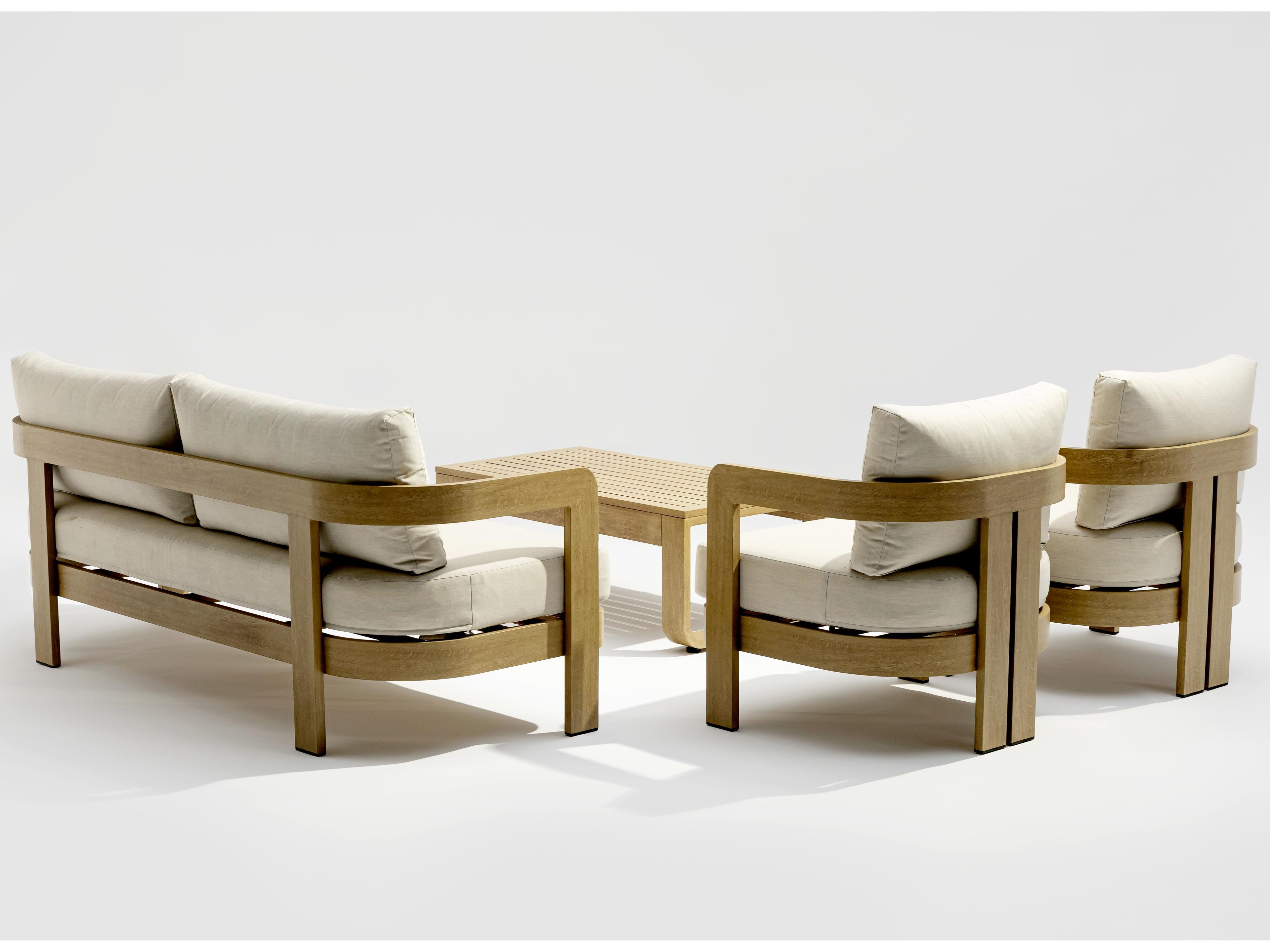 Whiteline Modern Living Outdoor Sally Beige Wood Cushion Lounge Set