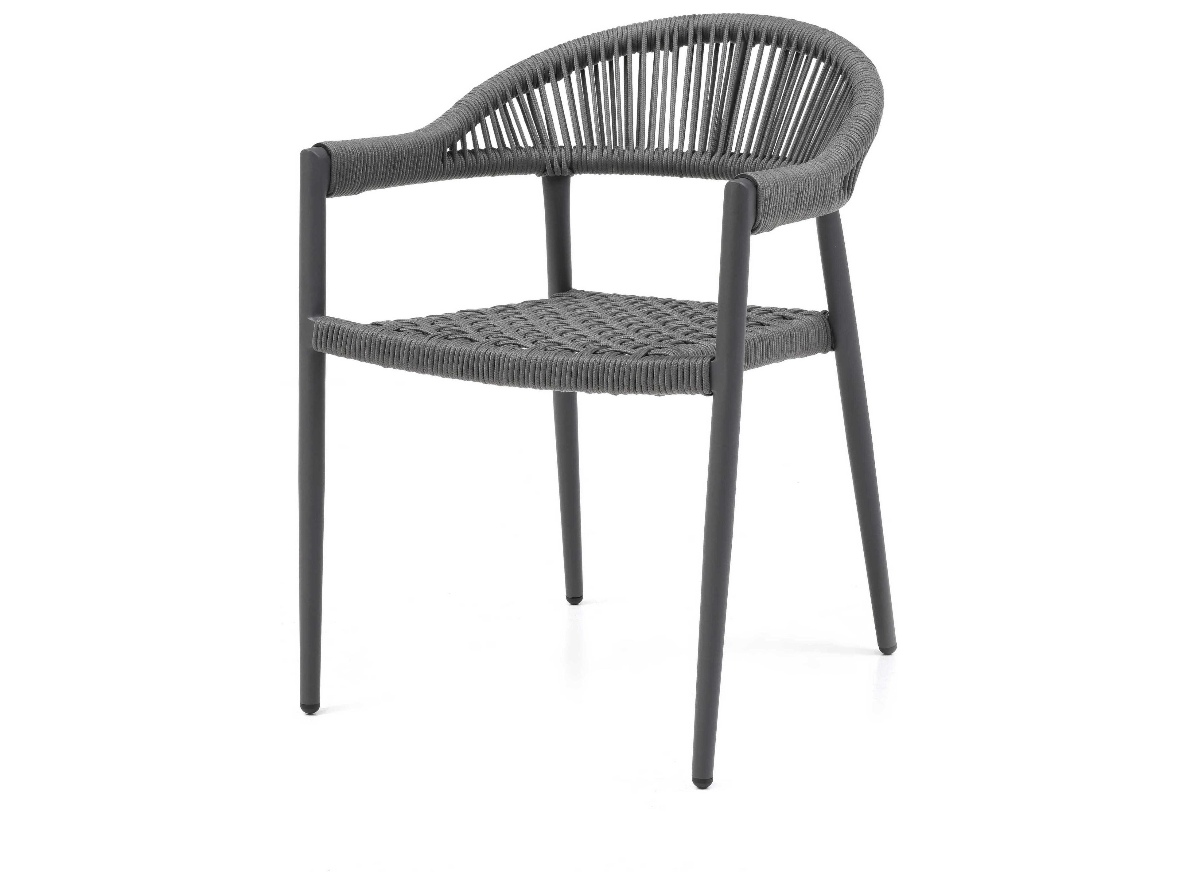 Whiteline Modern Living Outdoor Leyla Dark Grey Aluminum Rope Dining Chair